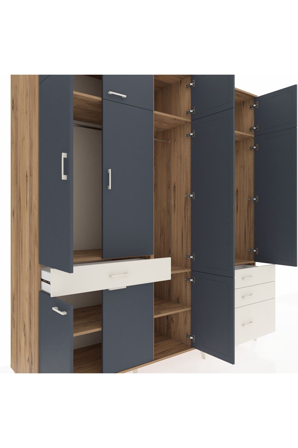 Kronos Dolap 8 Raflı 4 Çekmeceli 3 Askılı 220x59x243 - S784M032V25C