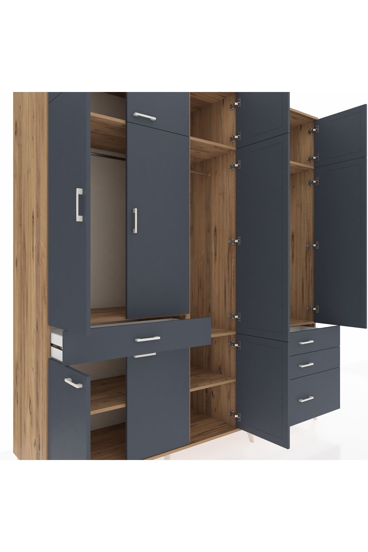 Kronos Dolap 8 Raflı 4 Çekmeceli 3 Askılı 220x59x243 - S784M032V26C