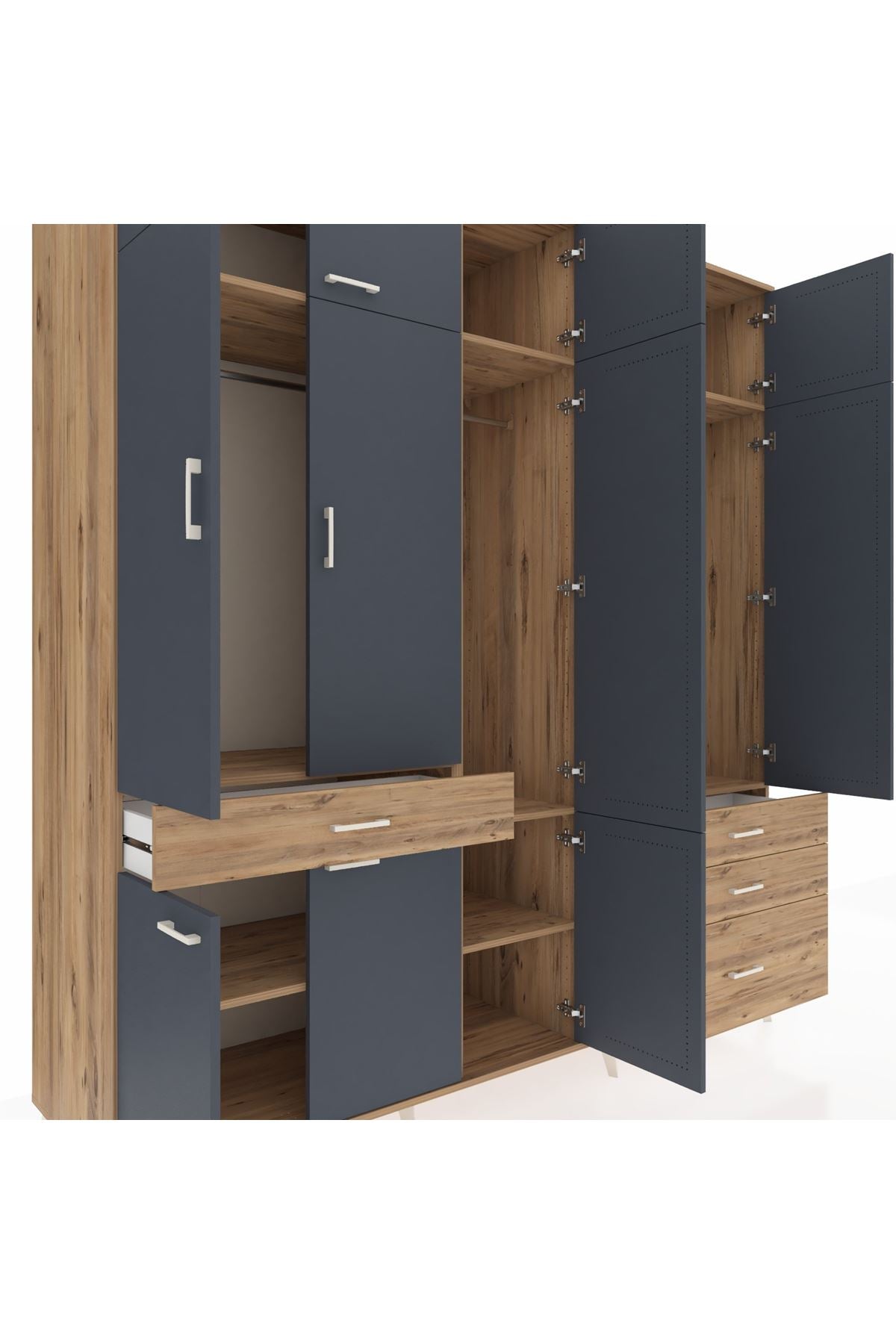 Kronos Dolap 8 Raflı 4 Çekmeceli 3 Askılı 220x59x243 - S784M032V27C