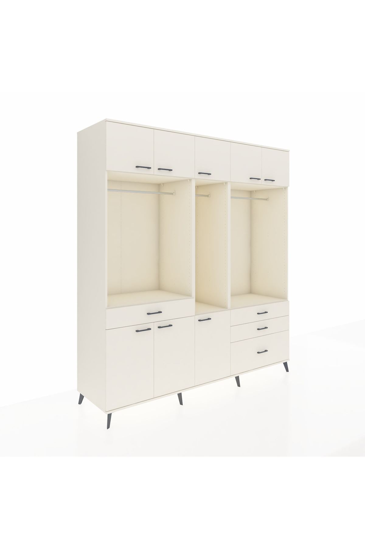 Kronos Dolap 8 Raflı 4 Çekmeceli 3 Askılı 220x59x243 - S784M033V04C