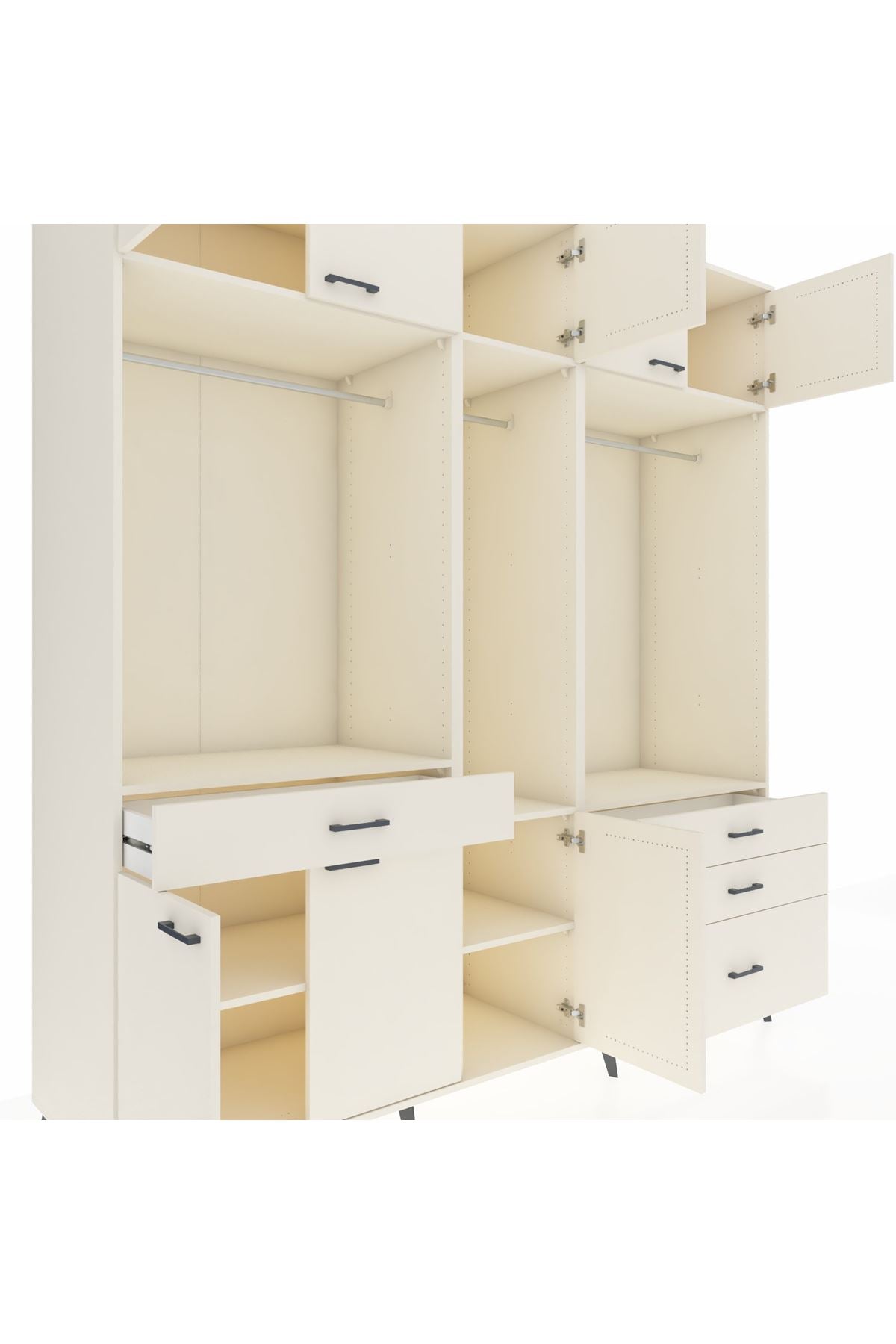 Kronos Dolap 8 Raflı 4 Çekmeceli 3 Askılı 220x59x243 - S784M033V04C
