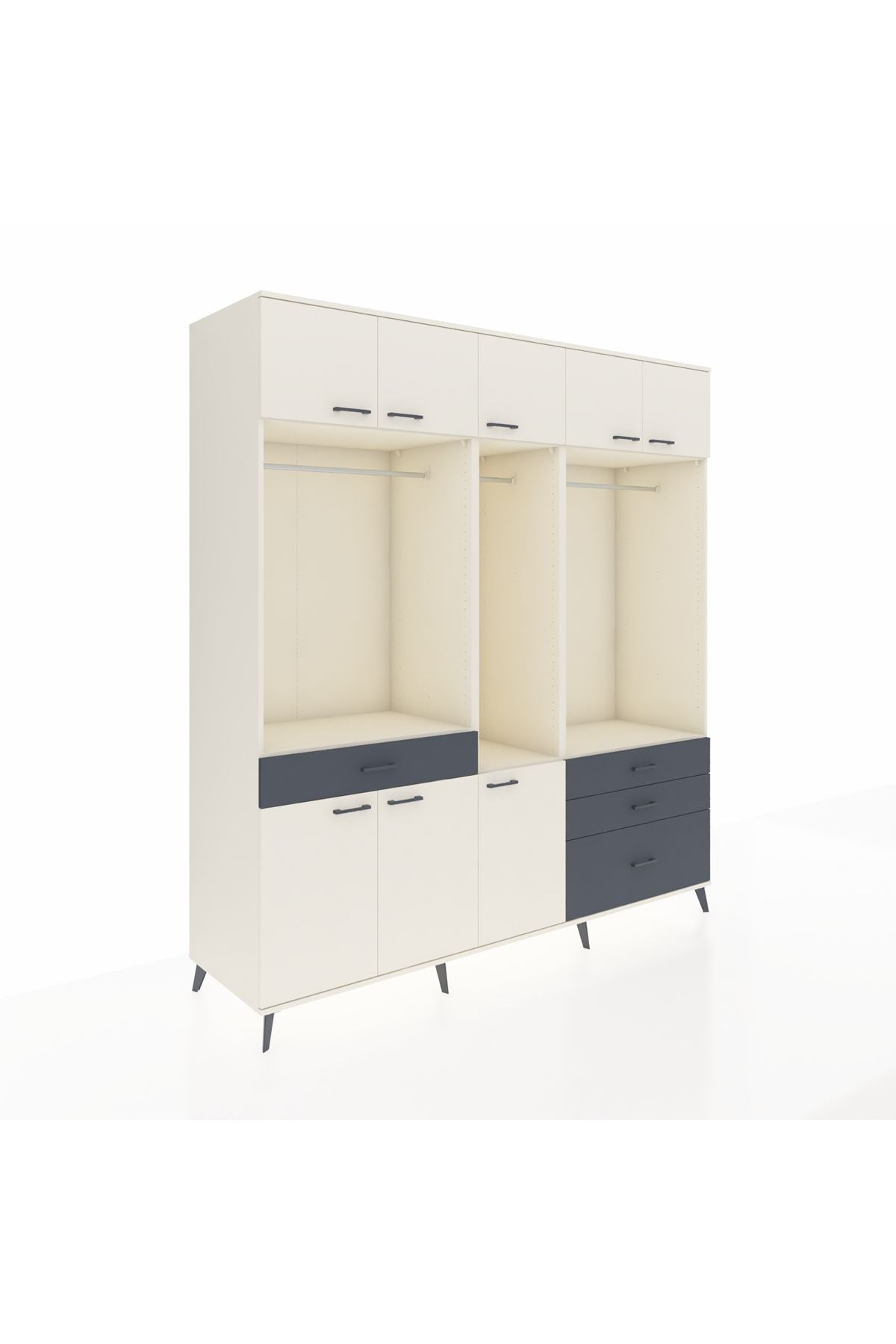Kronos Dolap 8 Raflı 4 Çekmeceli 3 Askılı 220x59x243 - S784M033V05C