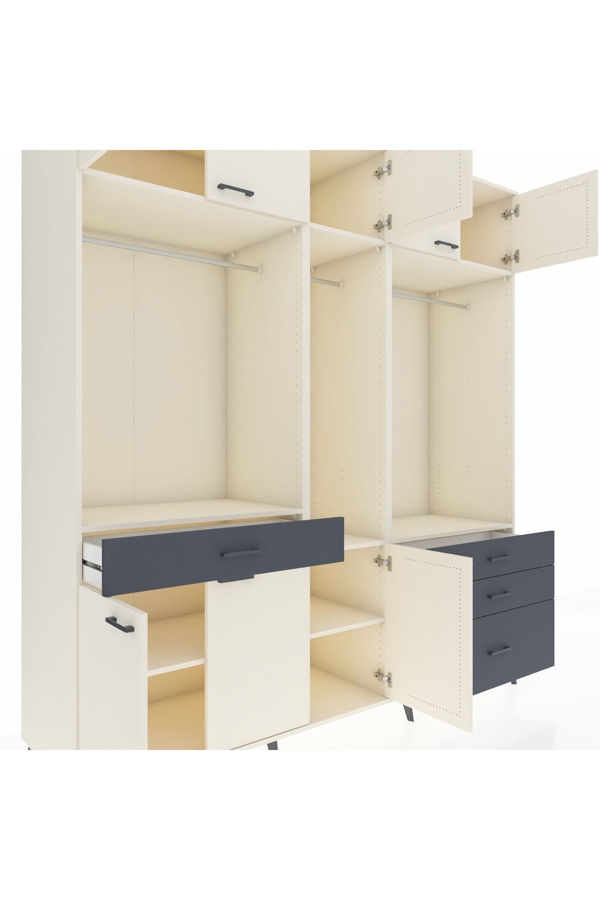 Kronos Dolap 8 Raflı 4 Çekmeceli 3 Askılı 220x59x243 - S784M033V05C