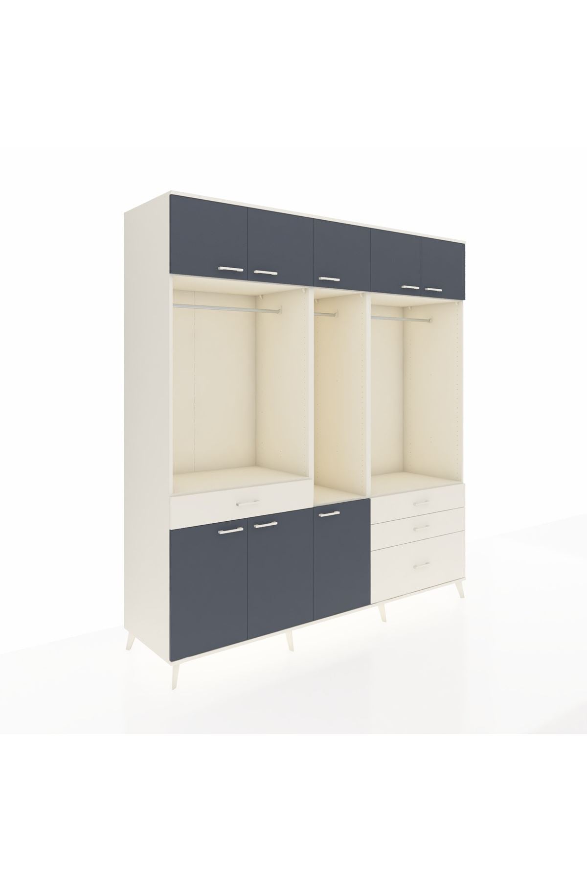 Kronos Dolap 8 Raflı 4 Çekmeceli 3 Askılı 220x59x243 - S784M033V07C