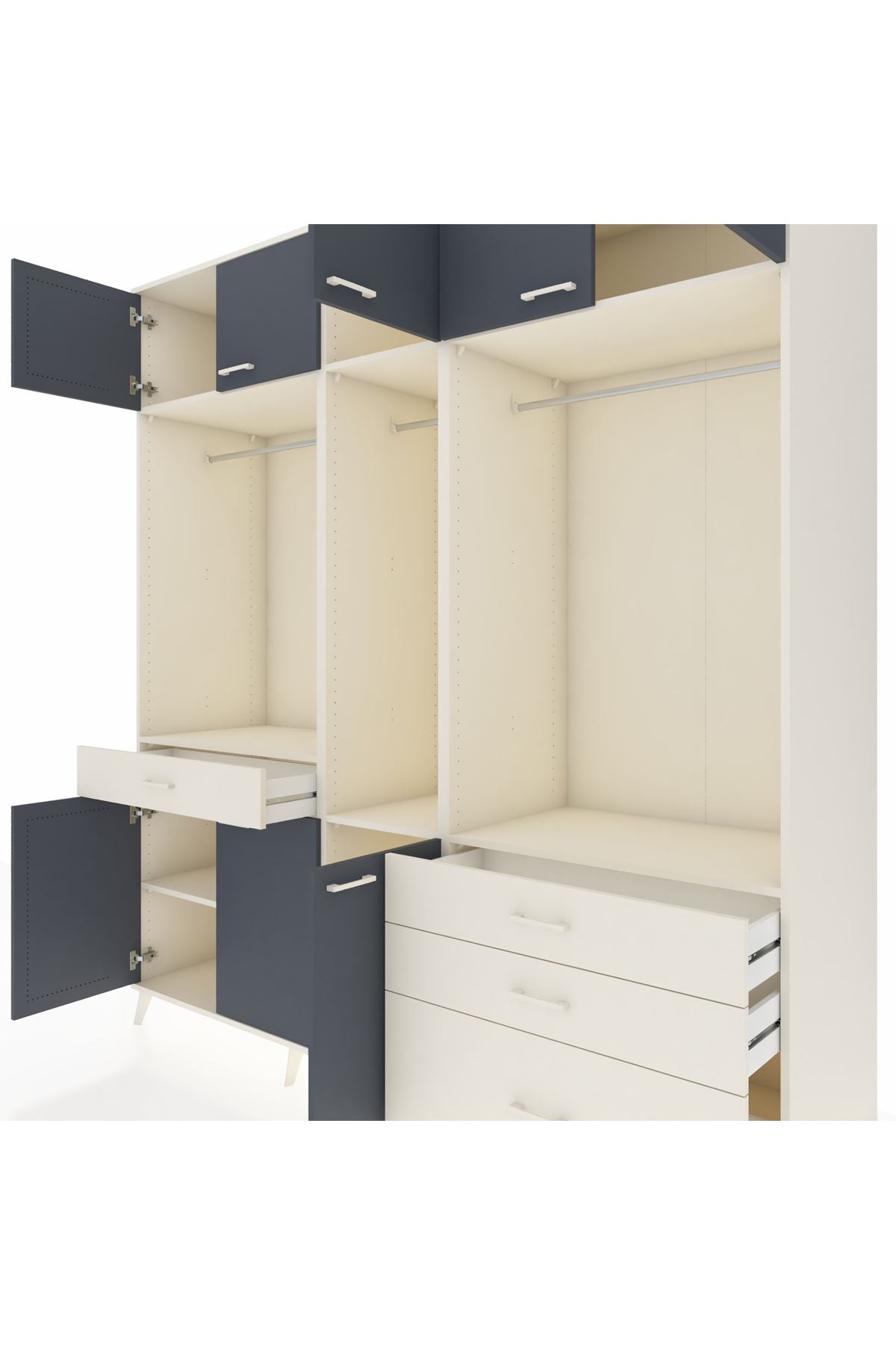 Kronos Dolap 8 Raflı 4 Çekmeceli 3 Askılı 220x59x243 - S784M033V07C