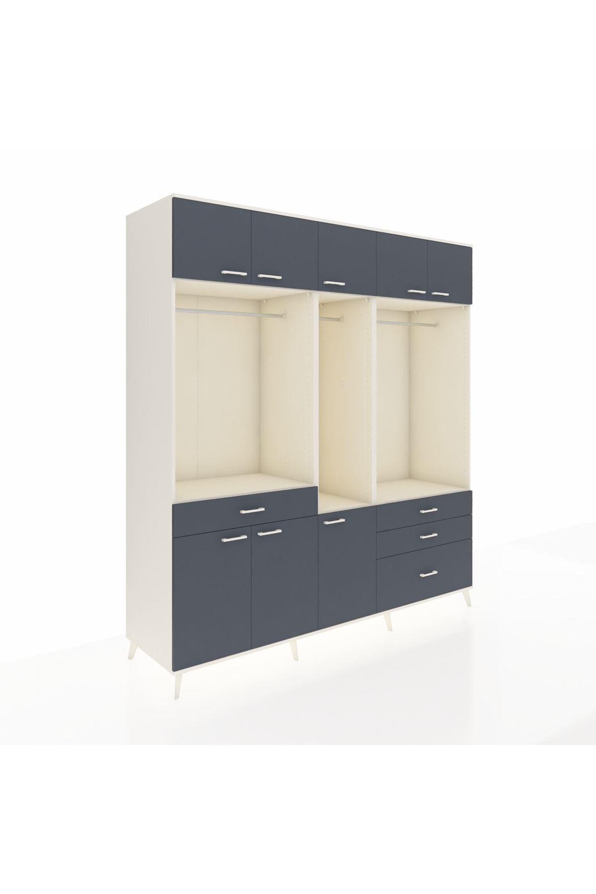 Kronos Dolap 8 Raflı 4 Çekmeceli 3 Askılı 220x59x243 - S784M033V08C