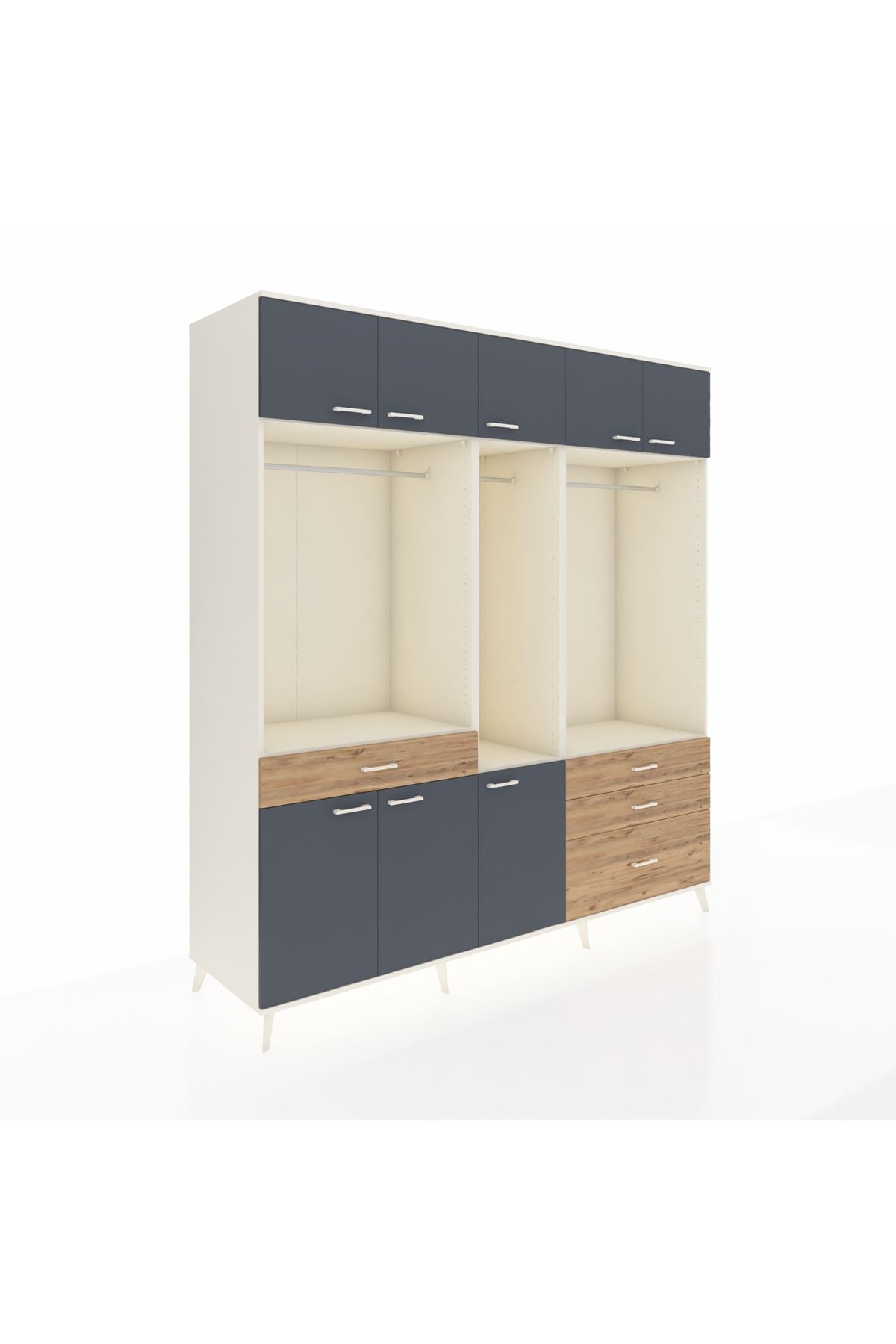 Kronos Dolap 8 Raflı 4 Çekmeceli 3 Askılı 220x59x243 - S784M033V09C