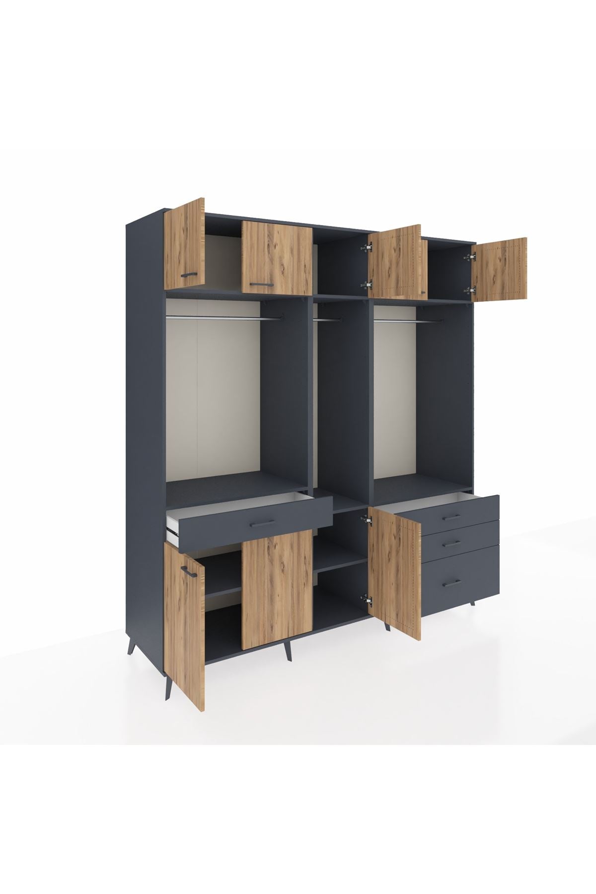 Kronos Dolap 8 Raflı 4 Çekmeceli 3 Askılı 220x59x243 - S784M033V11C