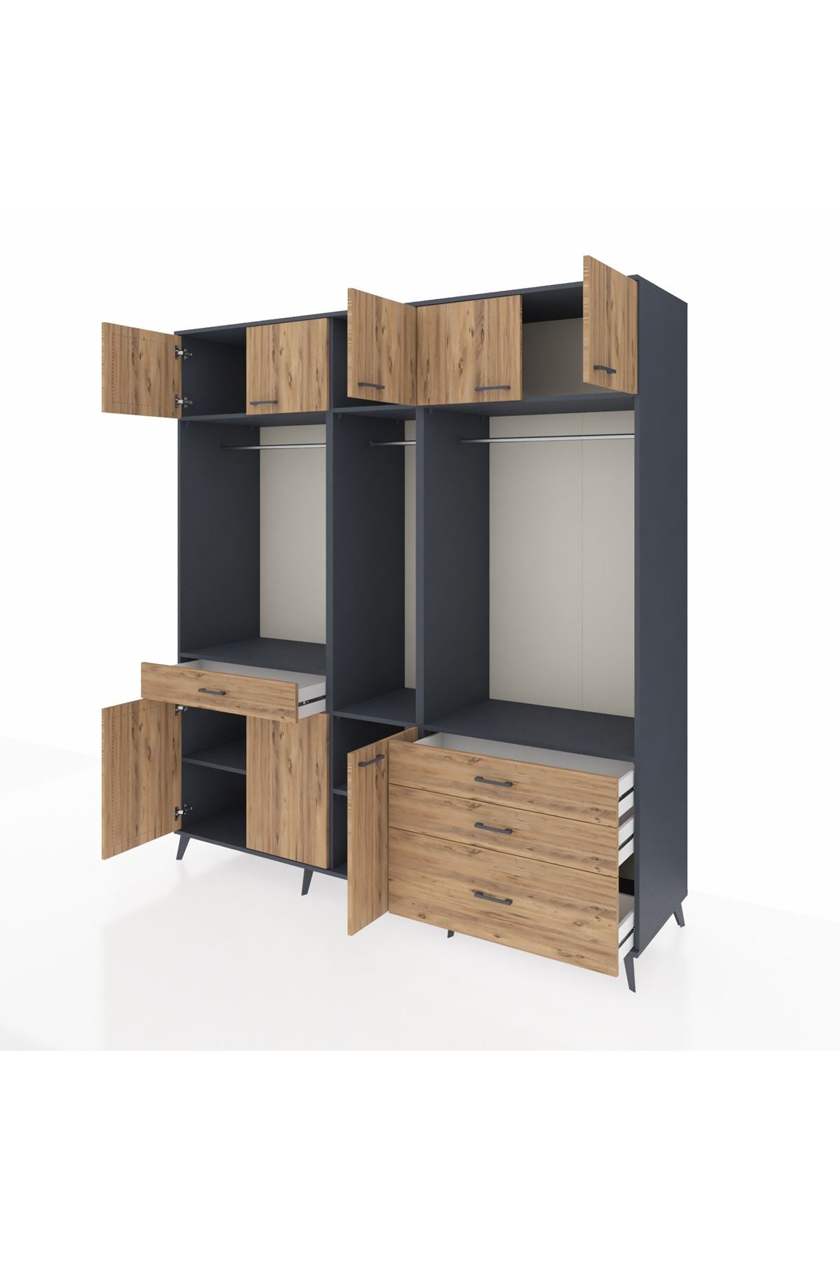 Kronos Dolap 8 Raflı 4 Çekmeceli 3 Askılı 220x59x243 - S784M033V12C