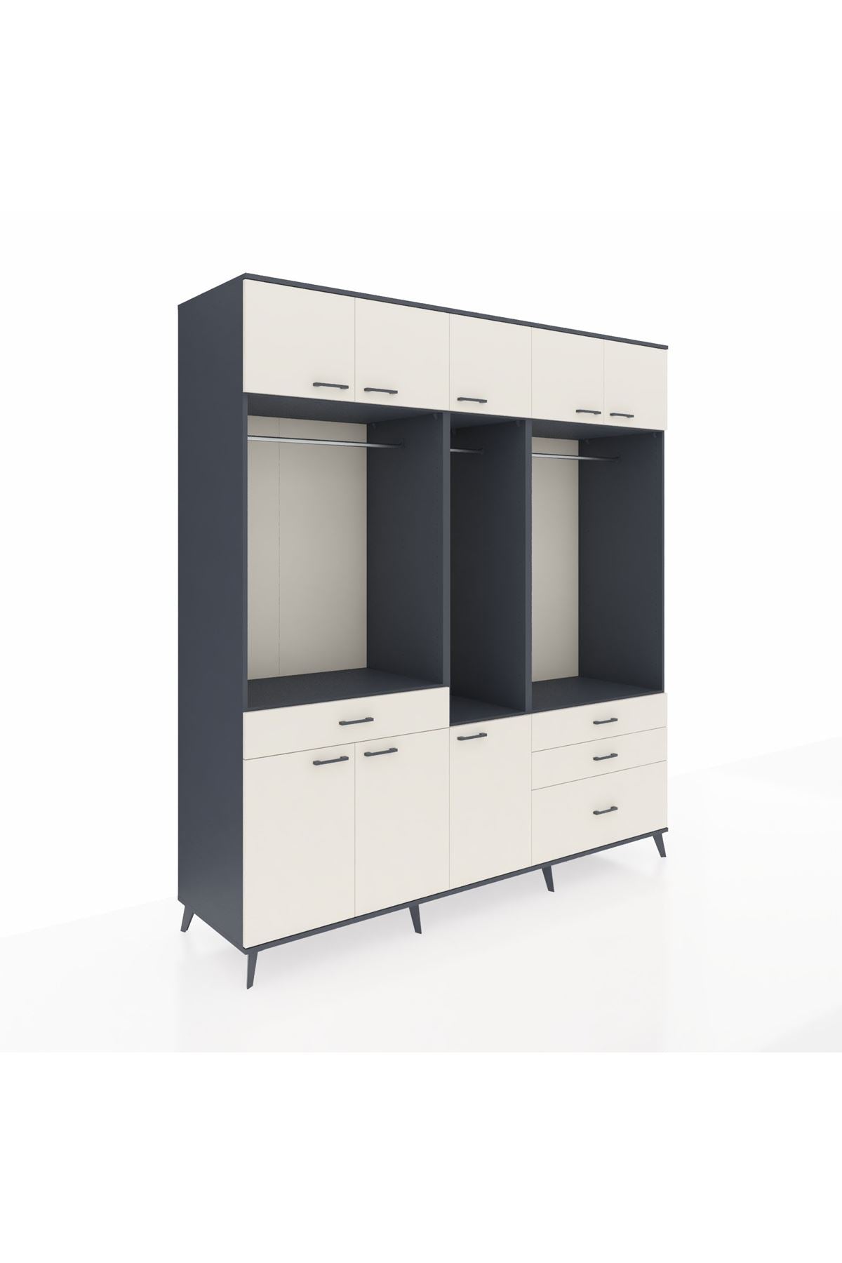 Kronos Dolap 8 Raflı 4 Çekmeceli 3 Askılı 220x59x243 - S784M033V13C