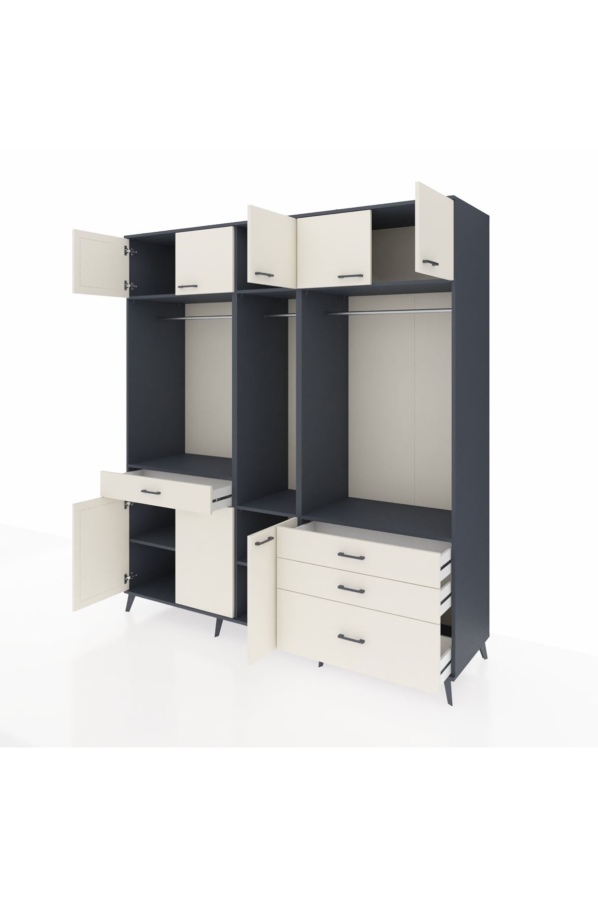 Kronos Dolap 8 Raflı 4 Çekmeceli 3 Askılı 220x59x243 - S784M033V13C