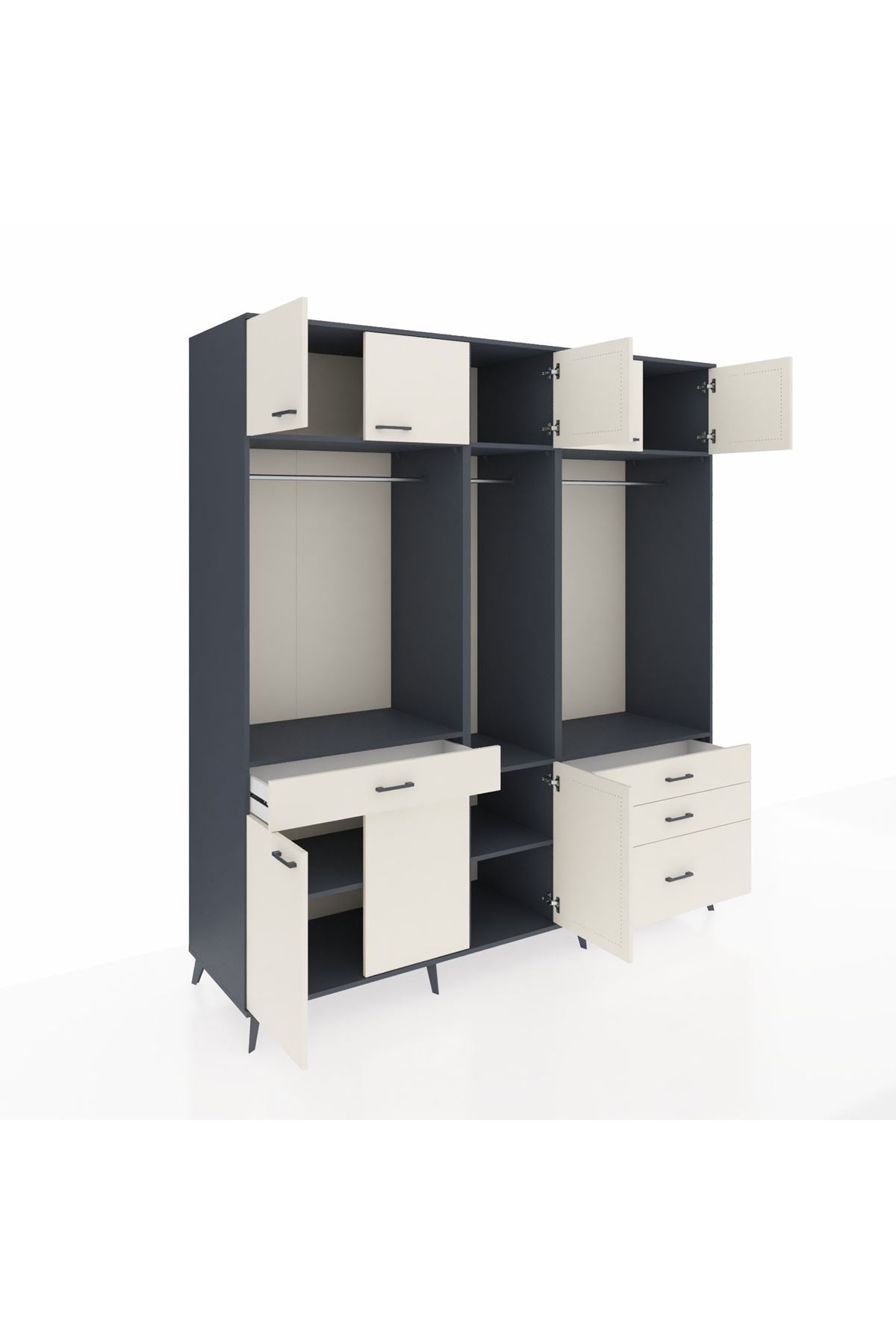 Kronos Dolap 8 Raflı 4 Çekmeceli 3 Askılı 220x59x243 - S784M033V13C