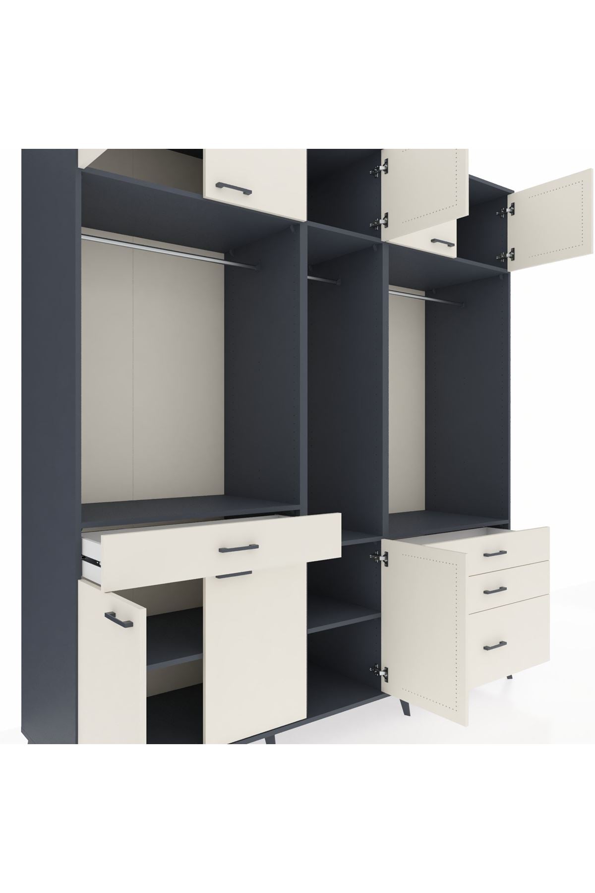 Kronos Dolap 8 Raflı 4 Çekmeceli 3 Askılı 220x59x243 - S784M033V13C