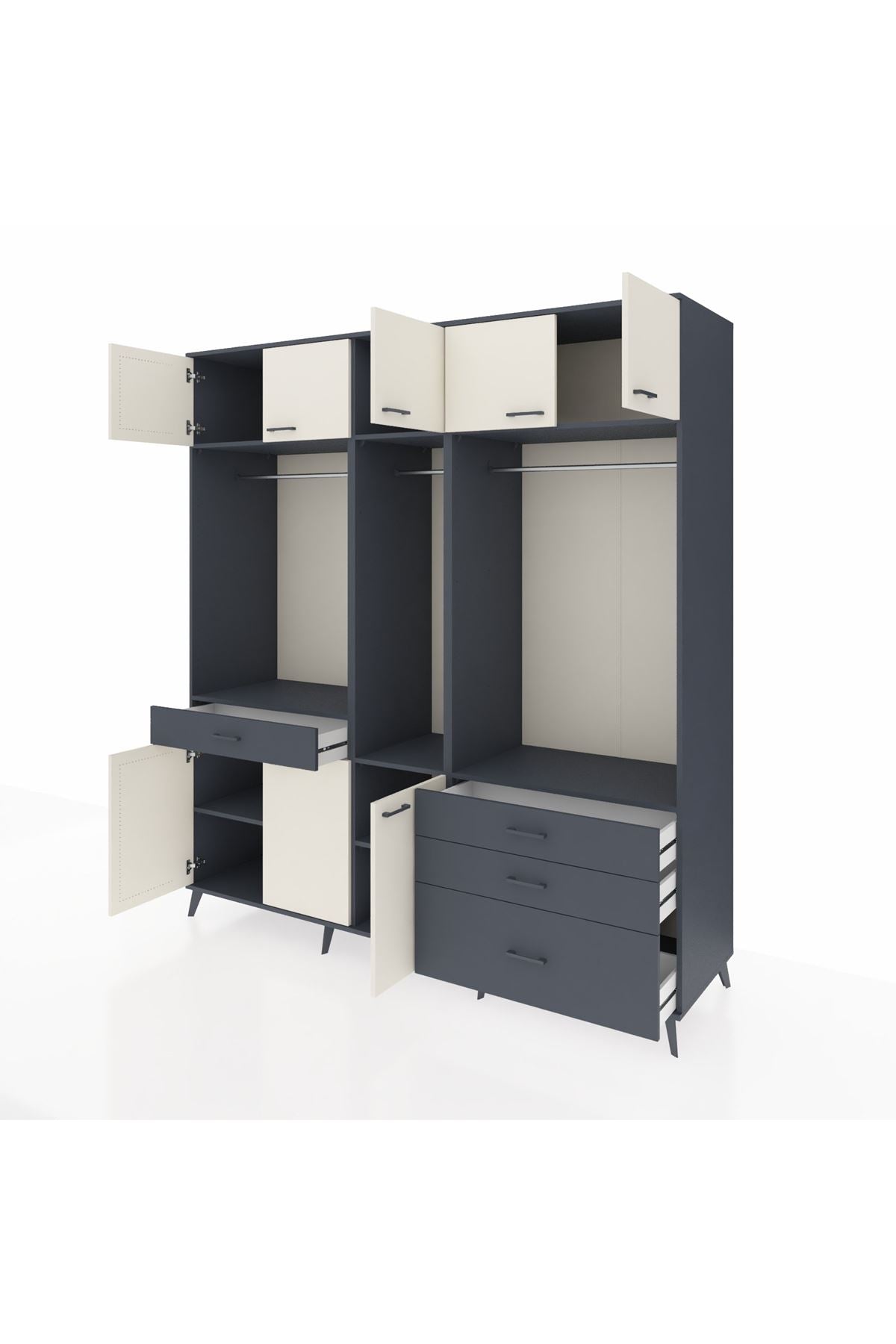 Kronos Dolap 8 Raflı 4 Çekmeceli 3 Askılı 220x59x243 - S784M033V14C