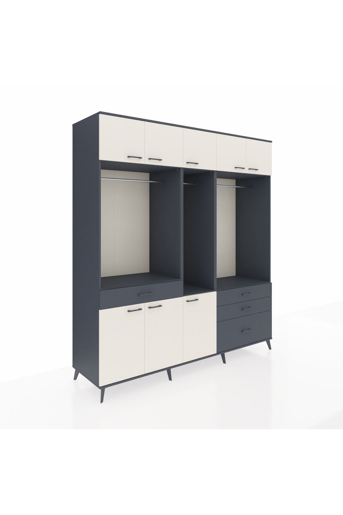 Kronos Dolap 8 Raflı 4 Çekmeceli 3 Askılı 220x59x243 - S784M033V14C