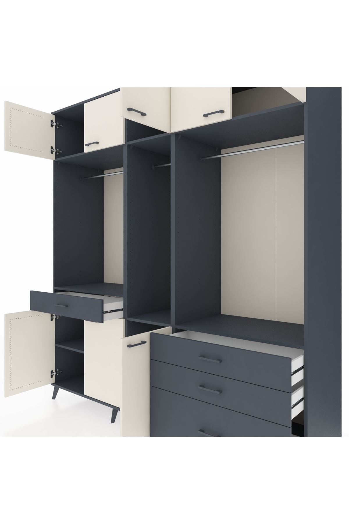 Kronos Dolap 8 Raflı 4 Çekmeceli 3 Askılı 220x59x243 - S784M033V14C