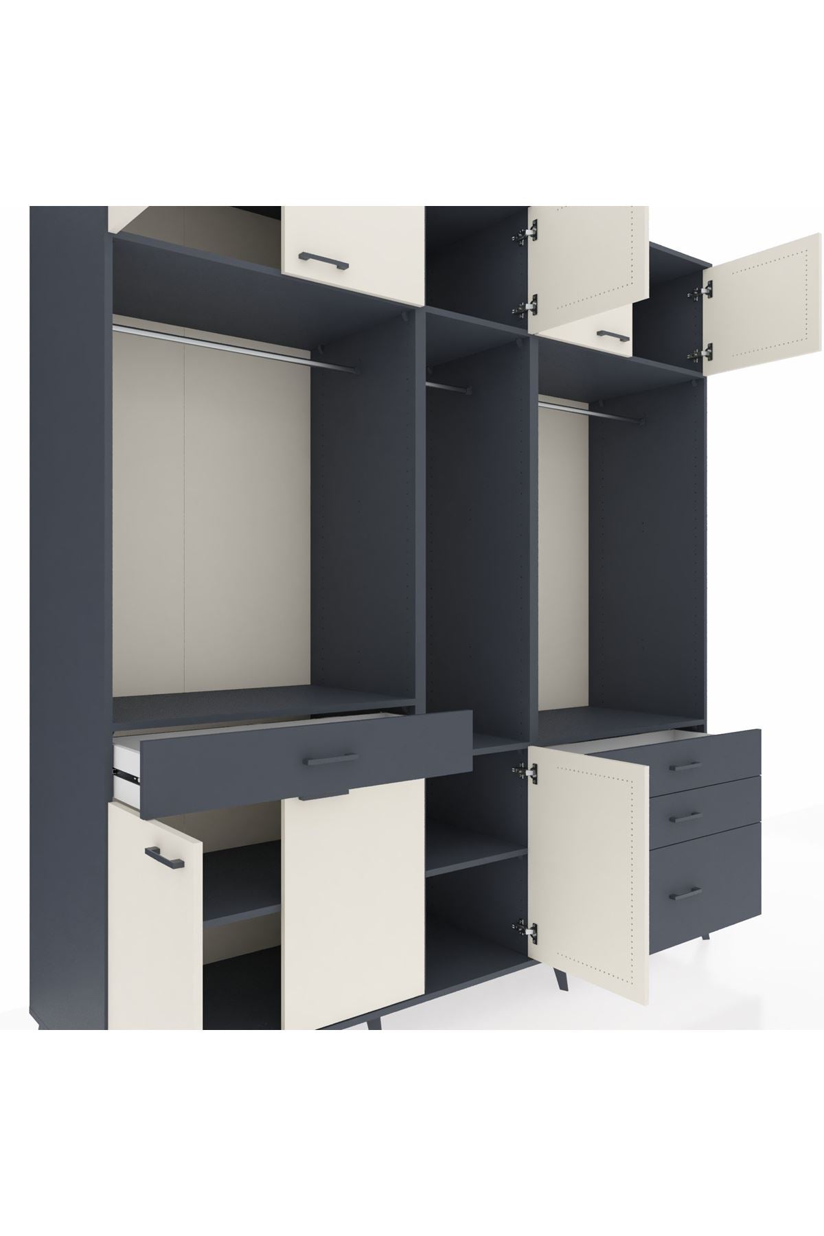 Kronos Dolap 8 Raflı 4 Çekmeceli 3 Askılı 220x59x243 - S784M033V14C