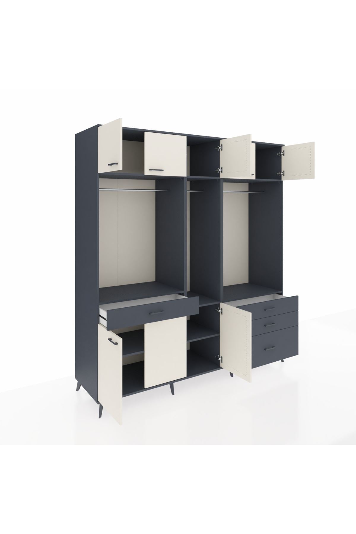 Kronos Dolap 8 Raflı 4 Çekmeceli 3 Askılı 220x59x243 - S784M033V14C
