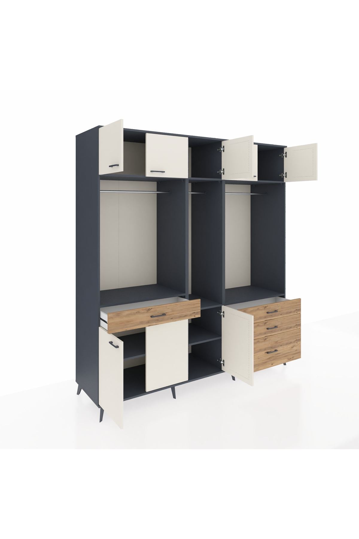 Kronos Dolap 8 Raflı 4 Çekmeceli 3 Askılı 220x59x243 - S784M033V15C