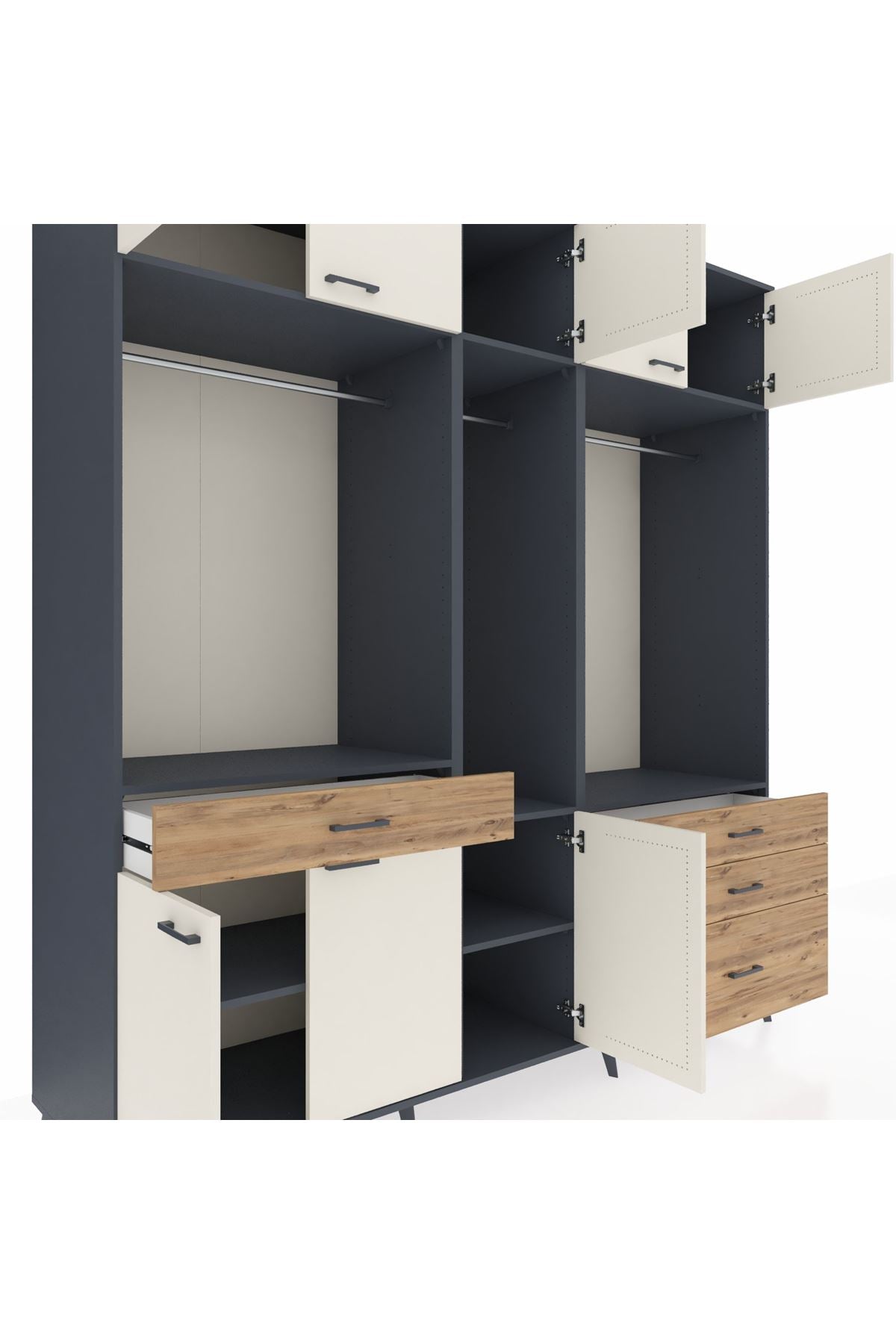 Kronos Dolap 8 Raflı 4 Çekmeceli 3 Askılı 220x59x243 - S784M033V15C
