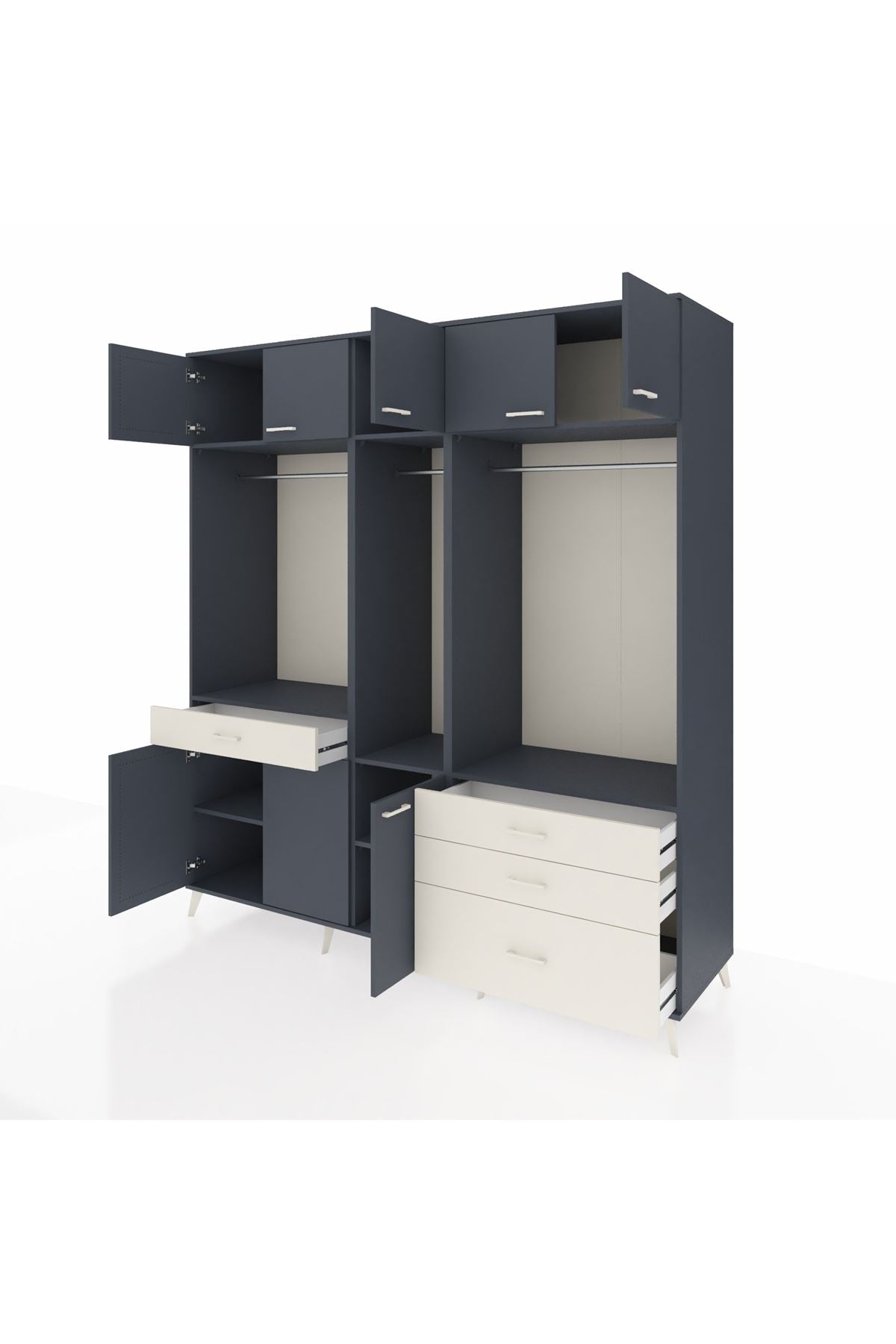 Kronos Dolap 8 Raflı 4 Çekmeceli 3 Askılı 220x59x243 - S784M033V16C