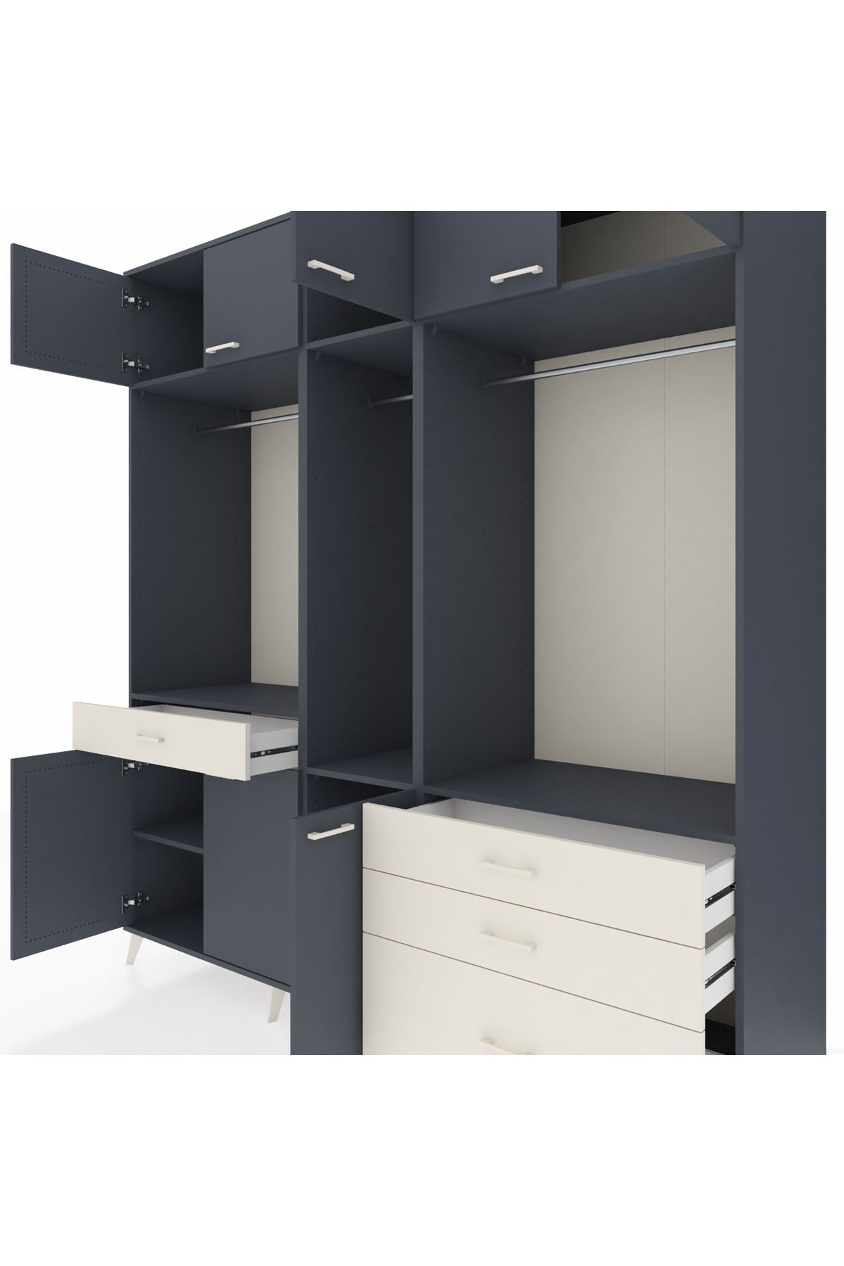 Kronos Dolap 8 Raflı 4 Çekmeceli 3 Askılı 220x59x243 - S784M033V16C