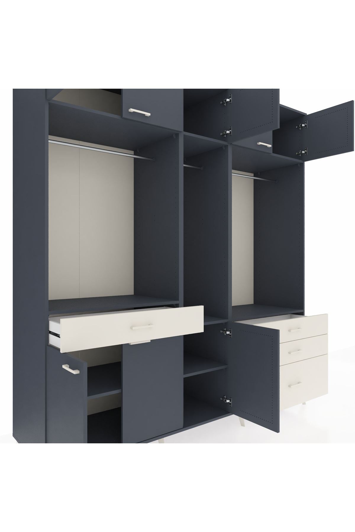 Kronos Dolap 8 Raflı 4 Çekmeceli 3 Askılı 220x59x243 - S784M033V16C