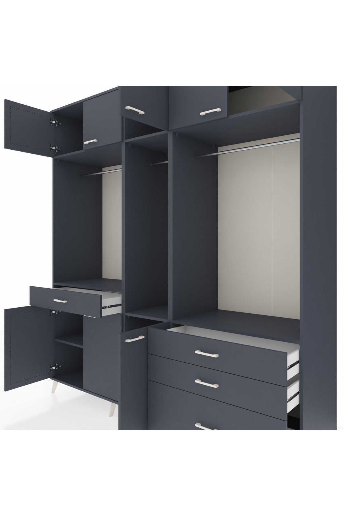 Kronos Dolap 8 Raflı 4 Çekmeceli 3 Askılı 220x59x243 - S784M033V17C