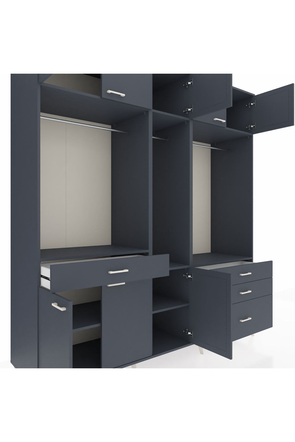 Kronos Dolap 8 Raflı 4 Çekmeceli 3 Askılı 220x59x243 - S784M033V17C