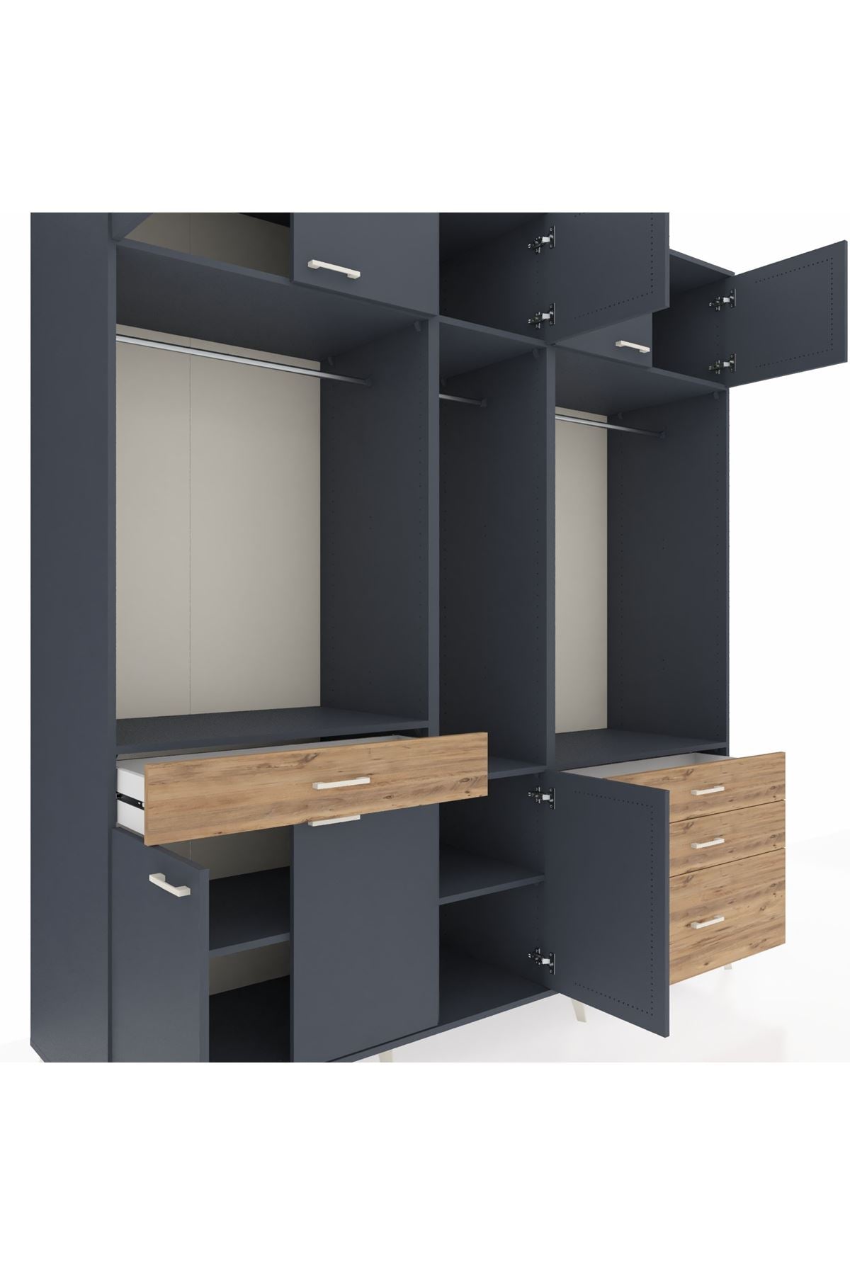 Kronos Dolap 8 Raflı 4 Çekmeceli 3 Askılı 220x59x243 - S784M033V18C