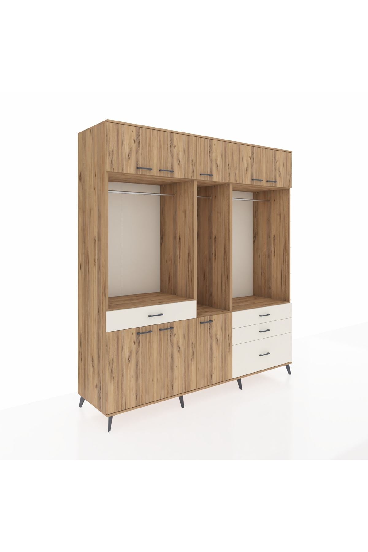 Kronos Dolap 8 Raflı 4 Çekmeceli 3 Askılı 220x59x243 - S784M033V19C