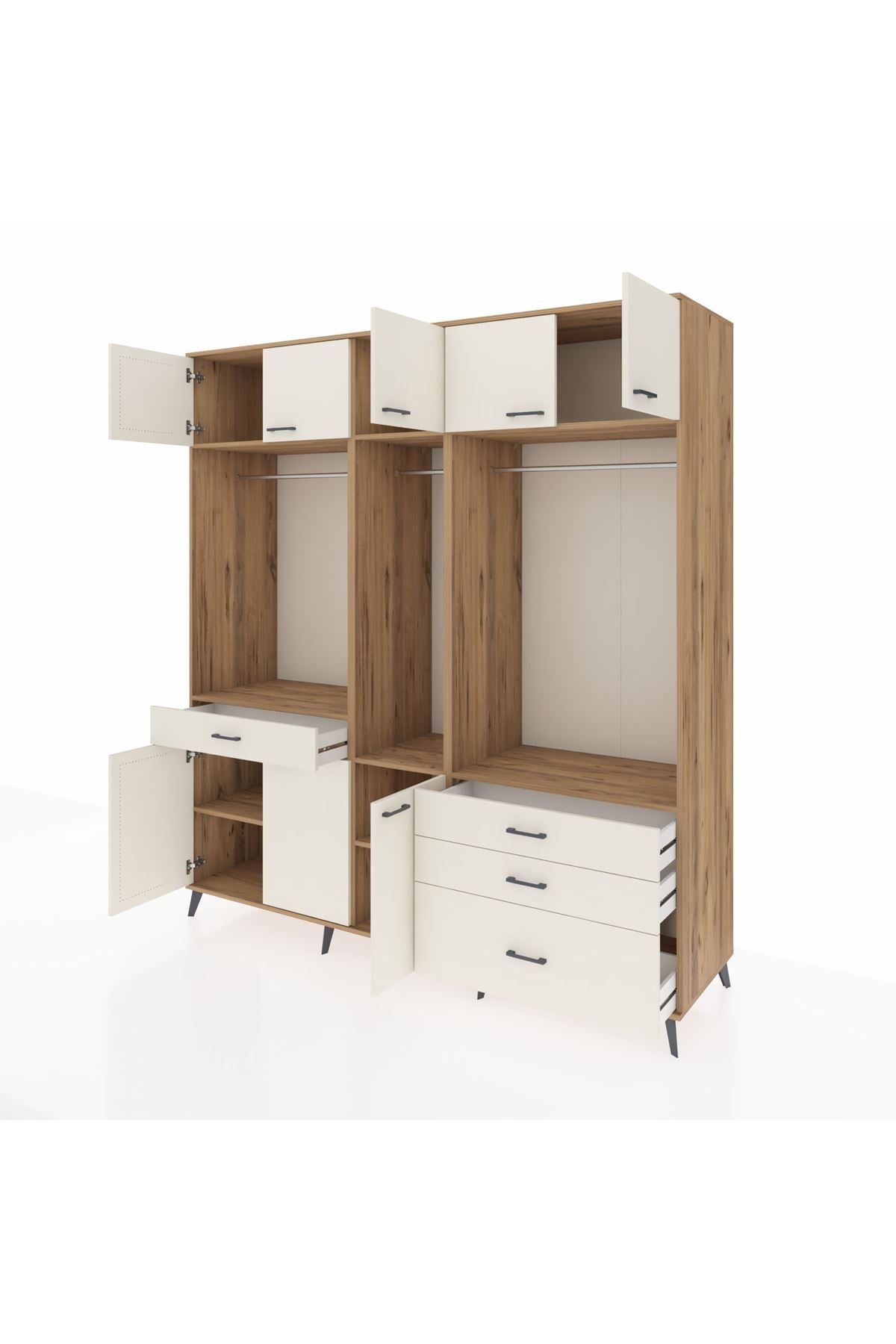 Kronos Dolap 8 Raflı 4 Çekmeceli 3 Askılı 220x59x243 - S784M033V22C