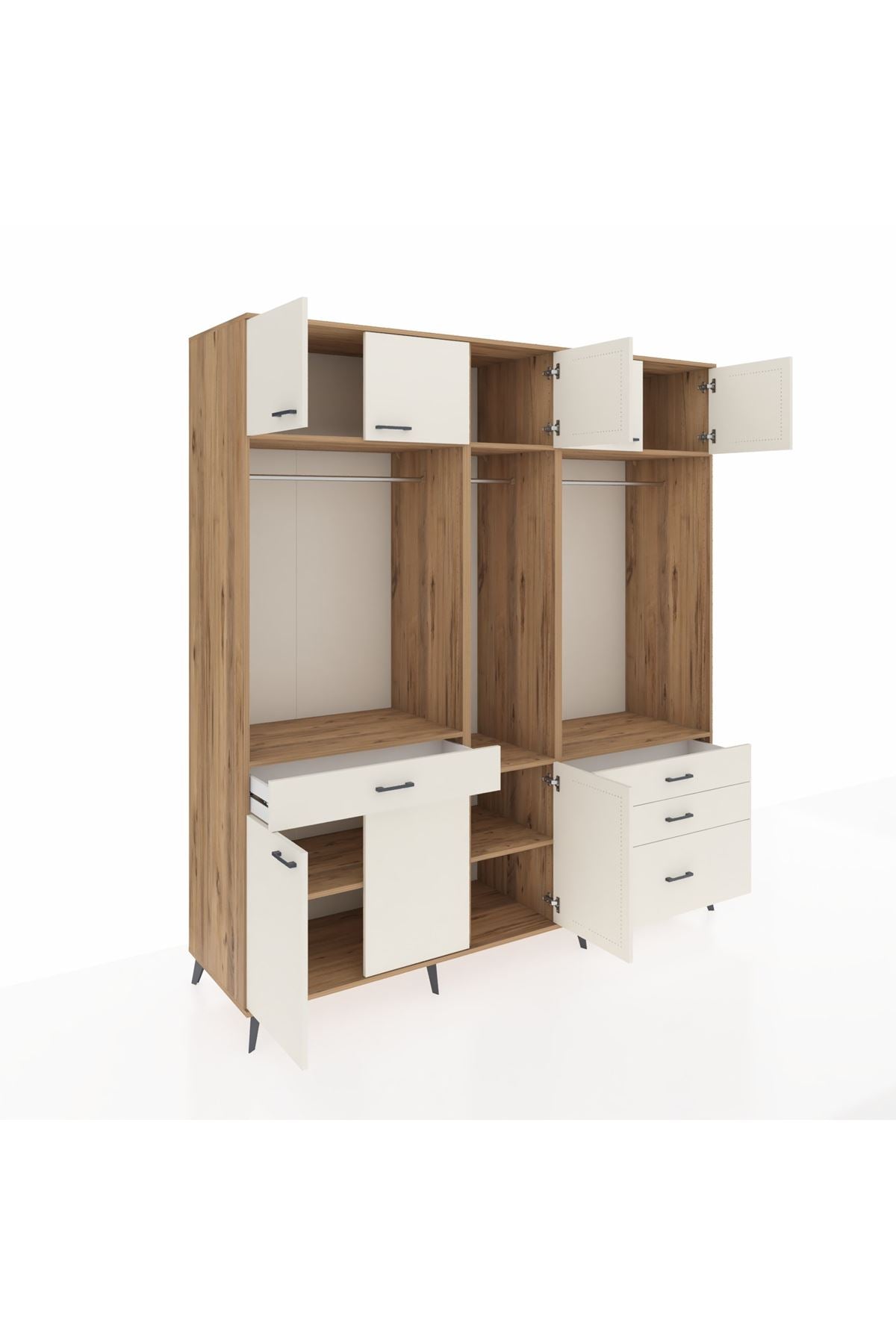 Kronos Dolap 8 Raflı 4 Çekmeceli 3 Askılı 220x59x243 - S784M033V22C