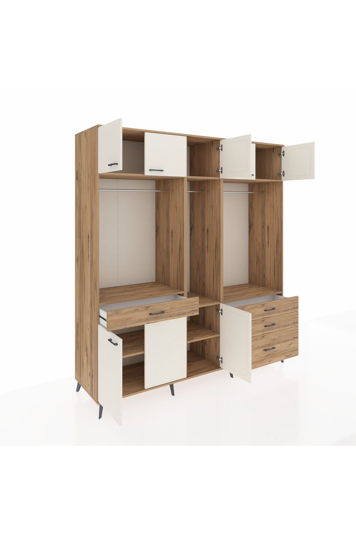 Kronos Dolap 8 Raflı 4 Çekmeceli 3 Askılı 220x59x243 - S784M033V24C