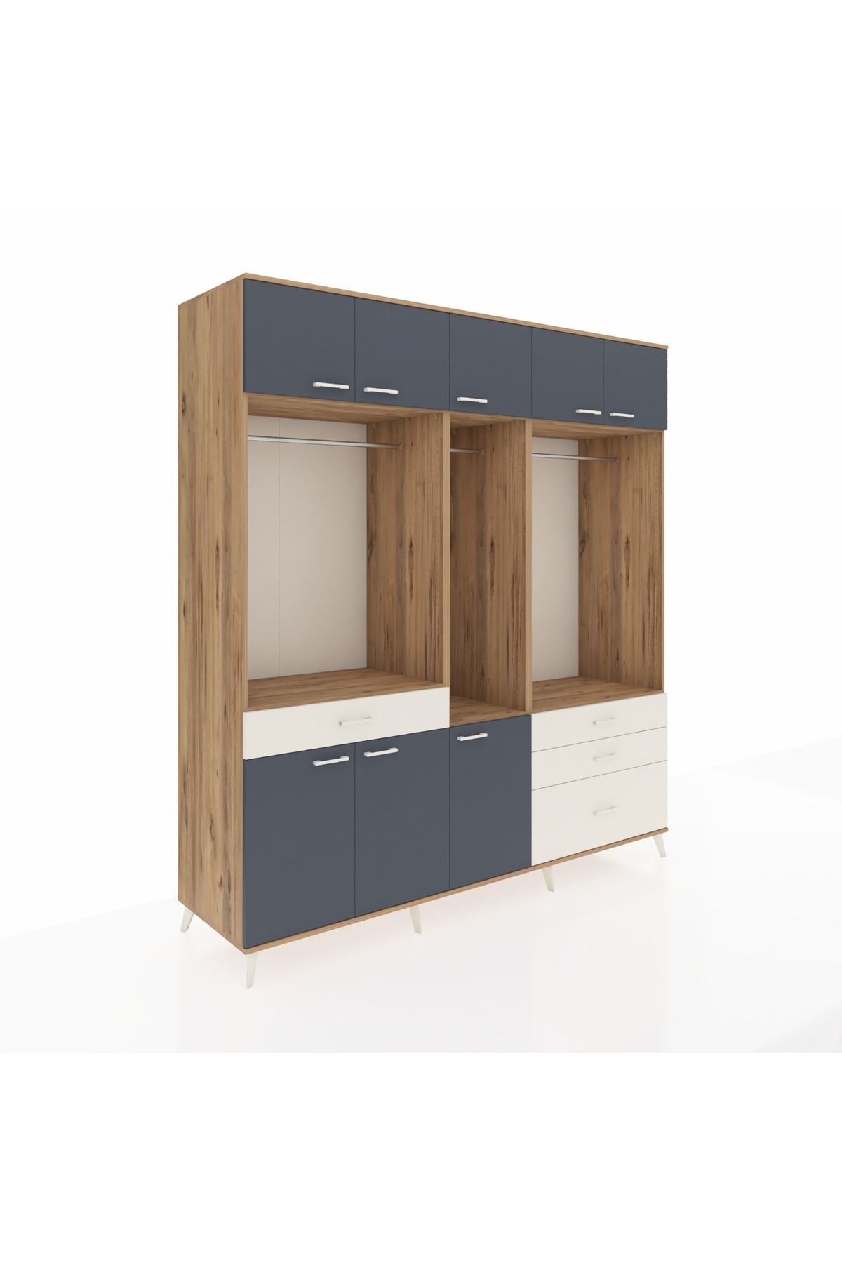 Kronos Dolap 8 Raflı 4 Çekmeceli 3 Askılı 220x59x243 - S784M033V25C