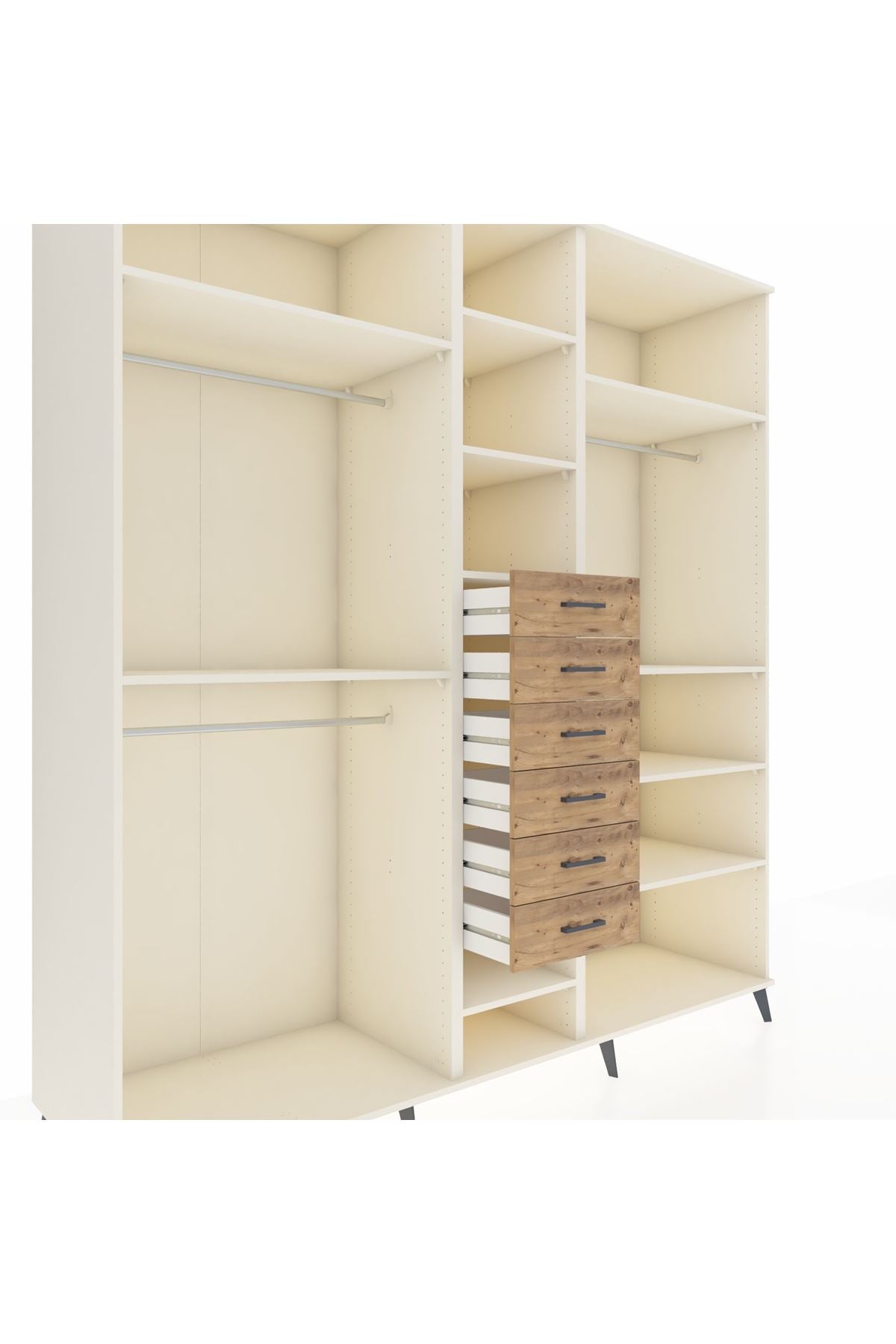 Kronos Dolap 10 Raflı 6 Çekmeceli 3 Askılı 220x59x243 - S784M034V06C