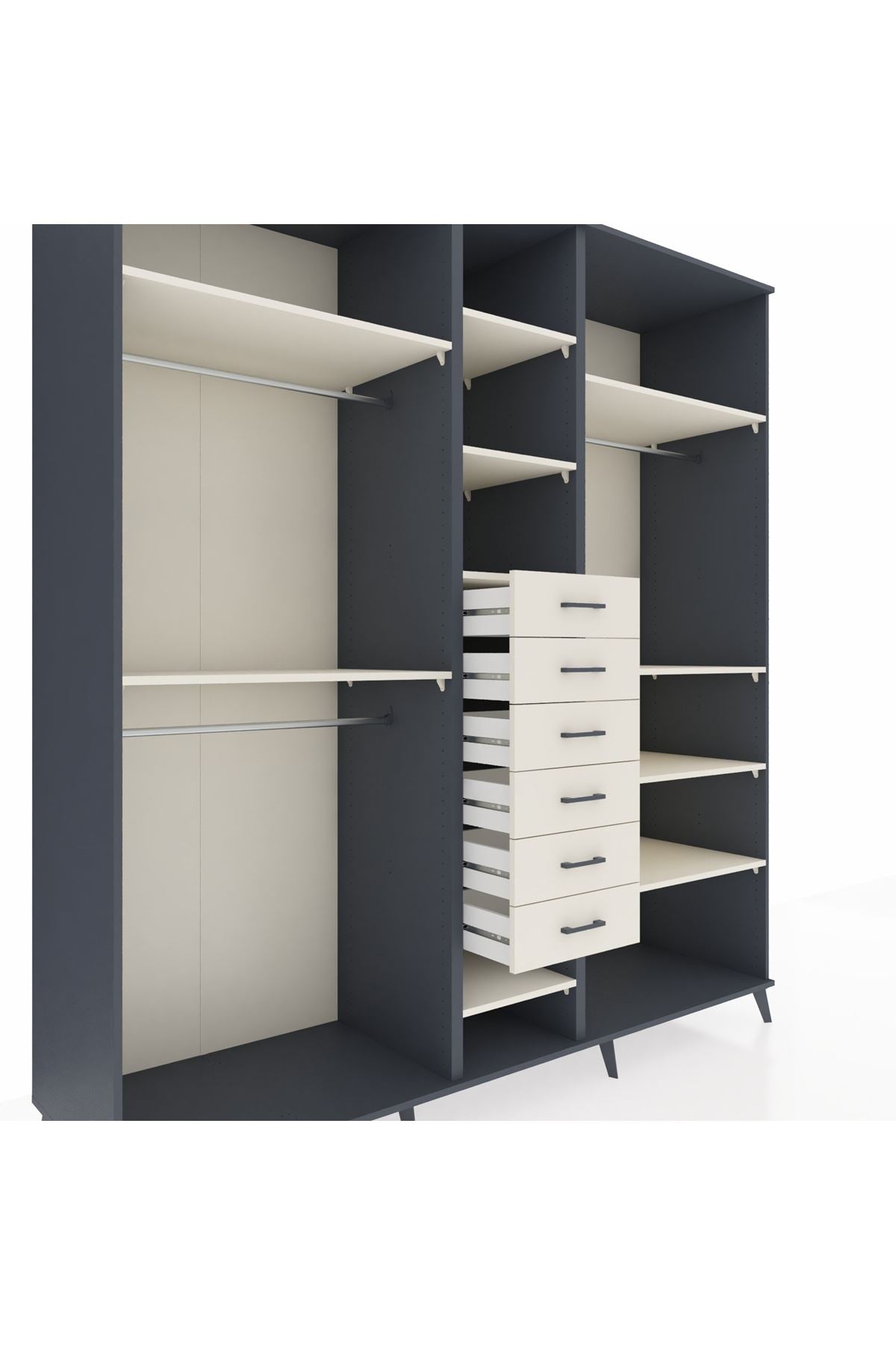 Kronos Dolap 10 Raflı 6 Çekmeceli 3 Askılı 220x59x243 - S784M034V13C