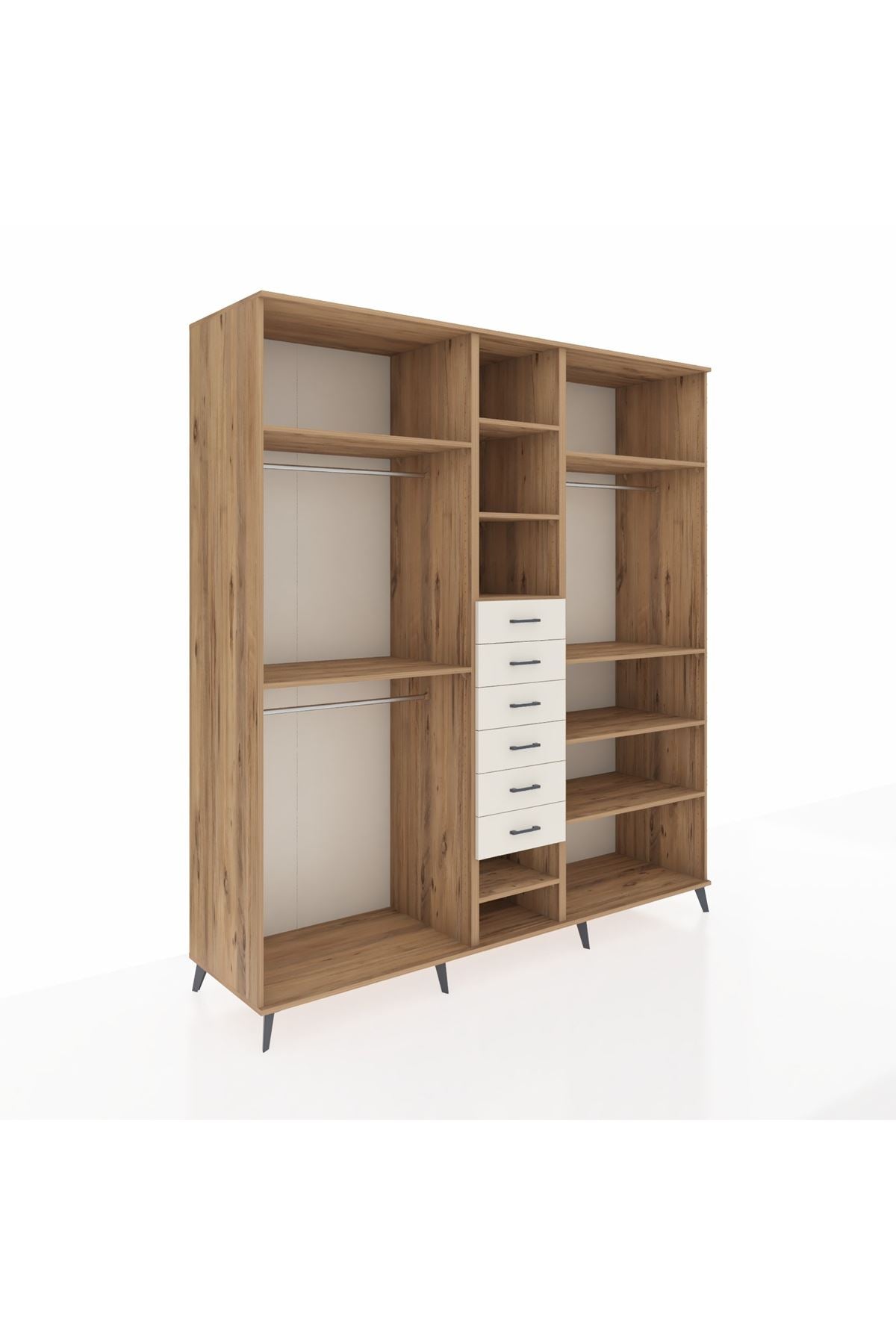 Kronos Dolap 10 Raflı 6 Çekmeceli 3 Askılı 220x59x243 - S784M034V19C