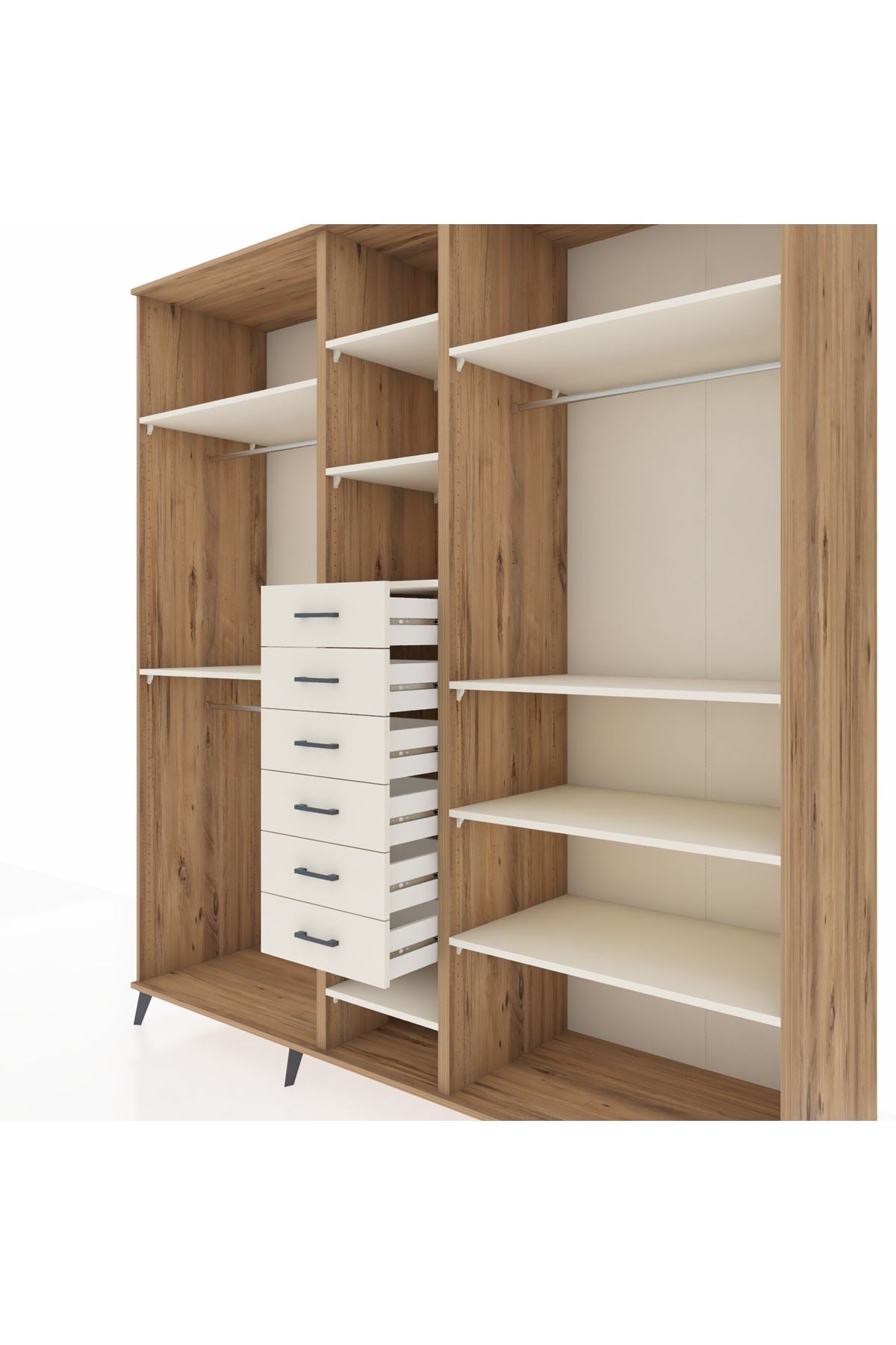 Kronos Dolap 10 Raflı 6 Çekmeceli 3 Askılı 220x59x243 - S784M034V22C