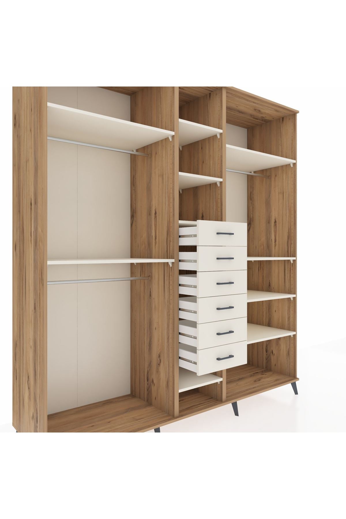 Kronos Dolap 10 Raflı 6 Çekmeceli 3 Askılı 220x59x243 - S784M034V22C