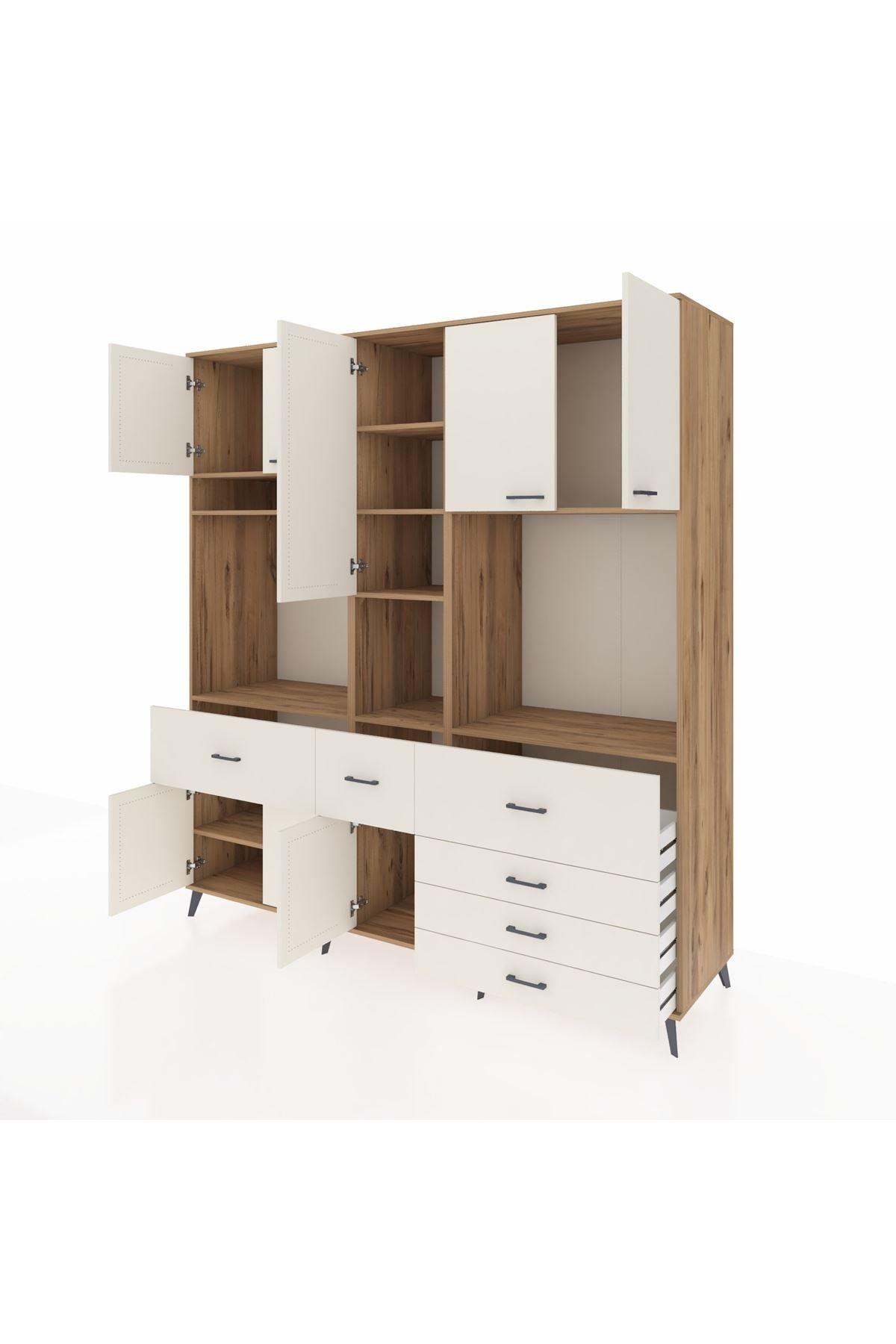 Kronos Dolap 10 Raflı 6 Çekmeceli 8 Kapaklı 220x59x243 - S784M035V22C