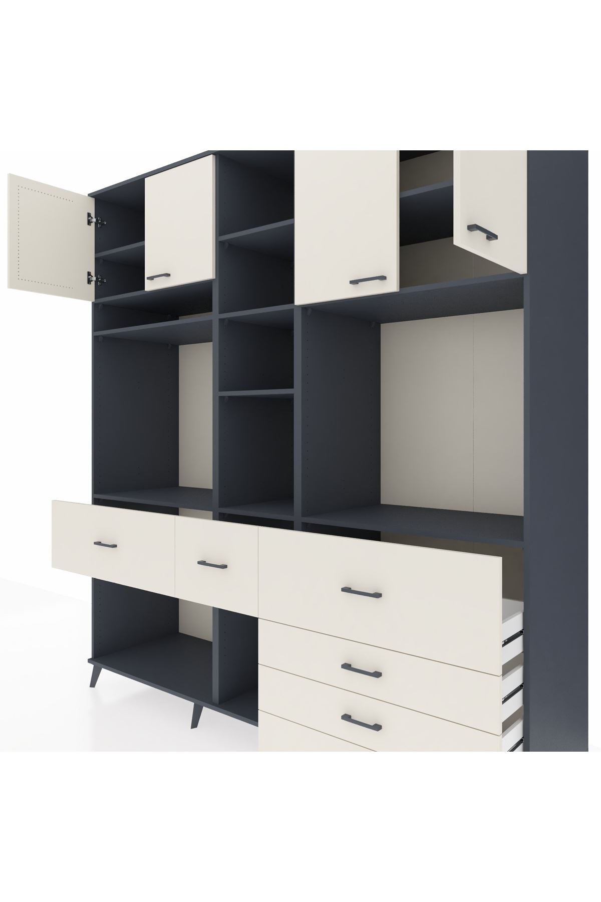 Kronos Dolap 11 Raflı 6 Çekmeceli 4 Kapaklı 220x59x243 - S784M036V13C