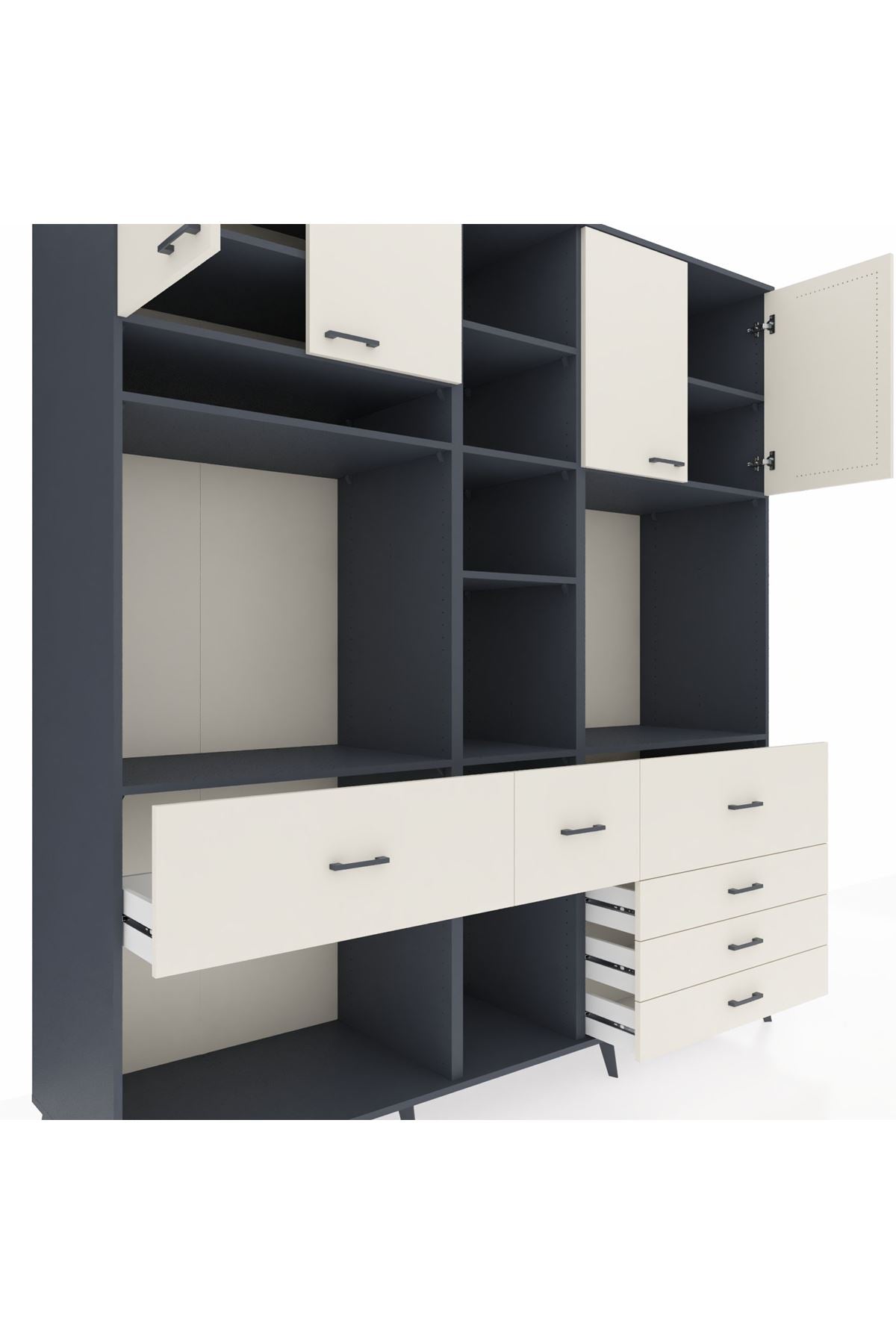 Kronos Dolap 11 Raflı 6 Çekmeceli 4 Kapaklı 220x59x243 - S784M036V13C