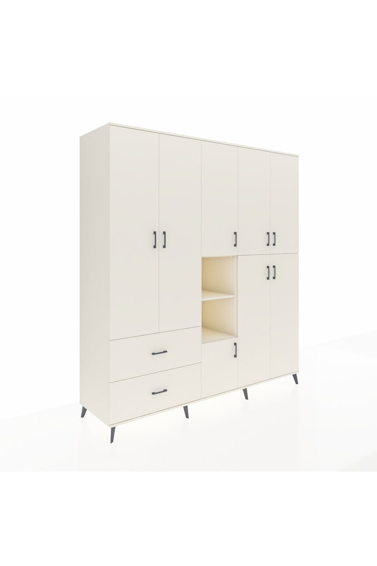 Kronos Dolap 12 Raflı 2 Çekmeceli Tek Askılı 220x59x243 - S784M037V04C