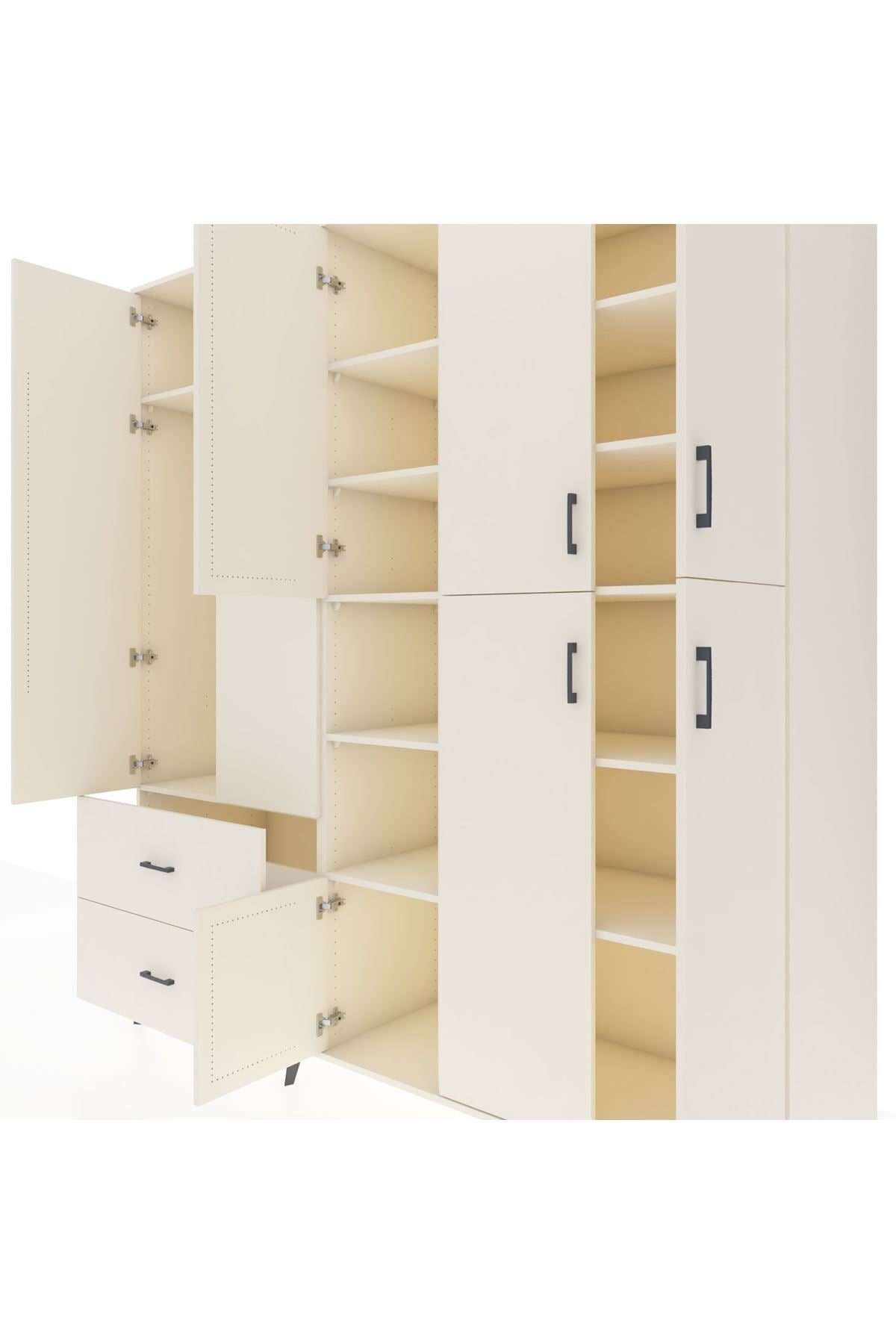 Kronos Dolap 12 Raflı 2 Çekmeceli Tek Askılı 220x59x243 - S784M037V04C