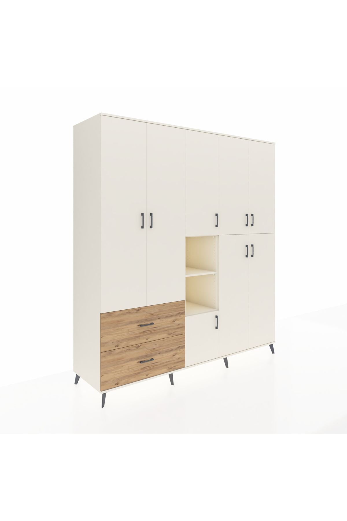 Kronos Dolap 12 Raflı 2 Çekmeceli Tek Askılı 220x59x243 - S784M037V06C