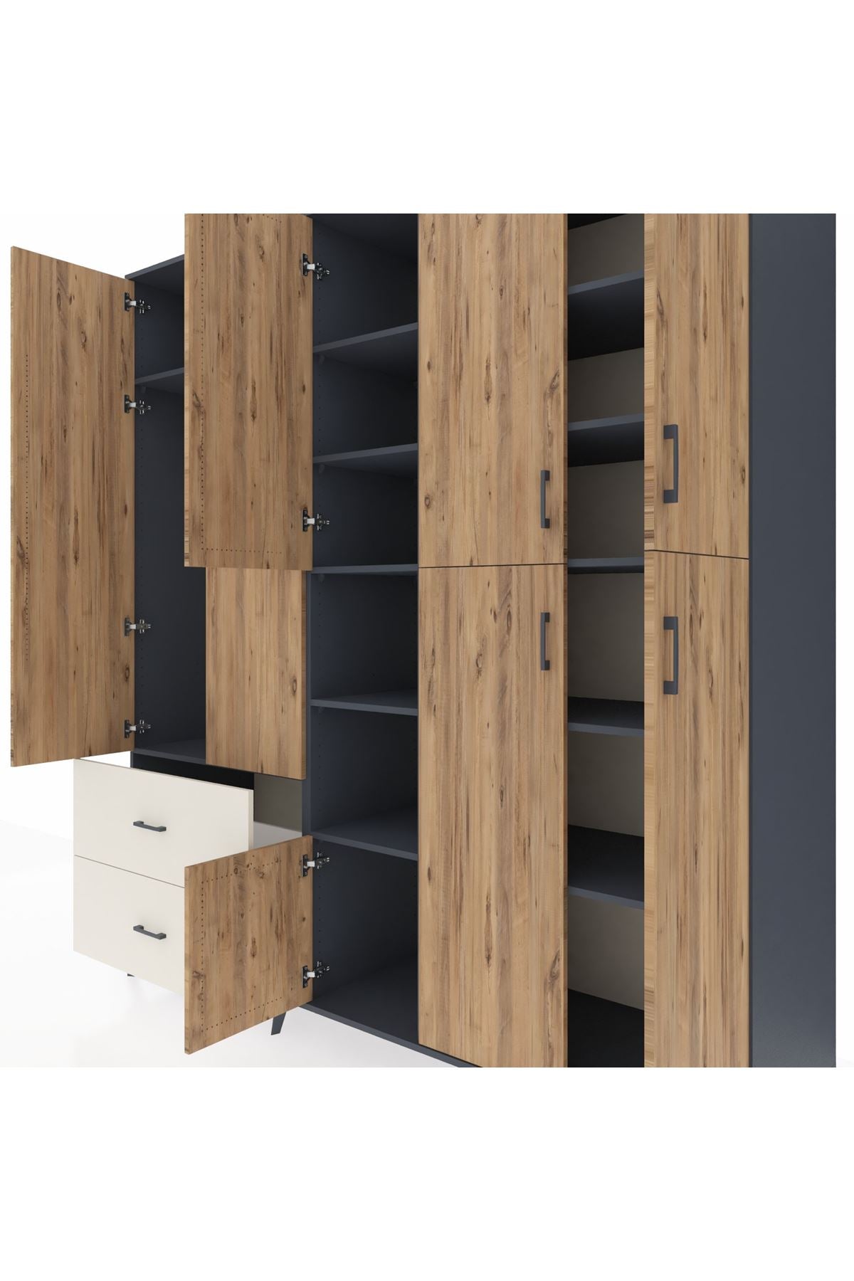 Kronos Dolap 12 Raflı 2 Çekmeceli Tek Askılı 220x59x243 - S784M037V10C