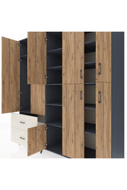 Kronos Dolap 12 Raflı 2 Çekmeceli Tek Askılı 220x59x243 - S784M037V10C
