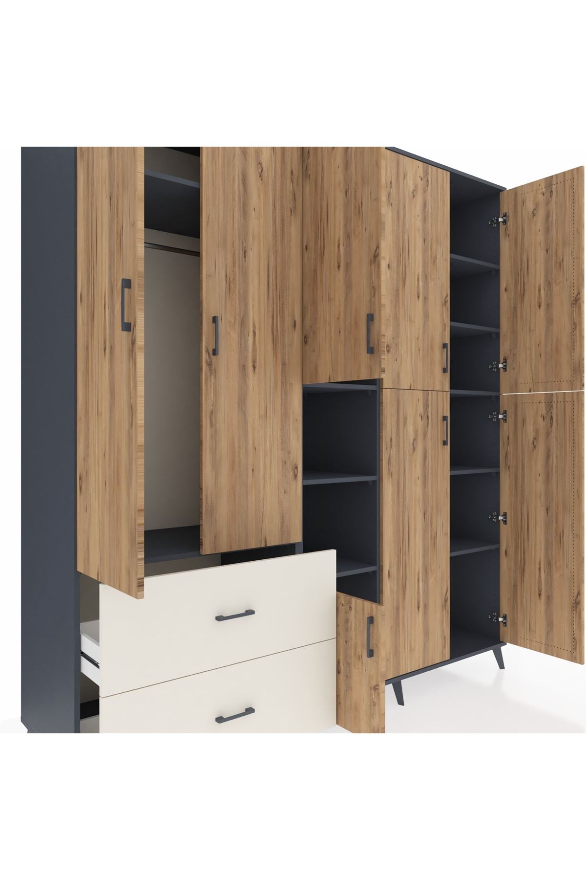 Kronos Dolap 12 Raflı 2 Çekmeceli Tek Askılı 220x59x243 - S784M037V10C