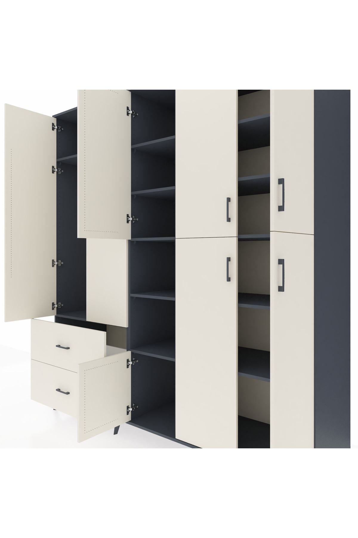 Kronos Dolap 12 Raflı 2 Çekmeceli Tek Askılı 220x59x243 - S784M037V13C